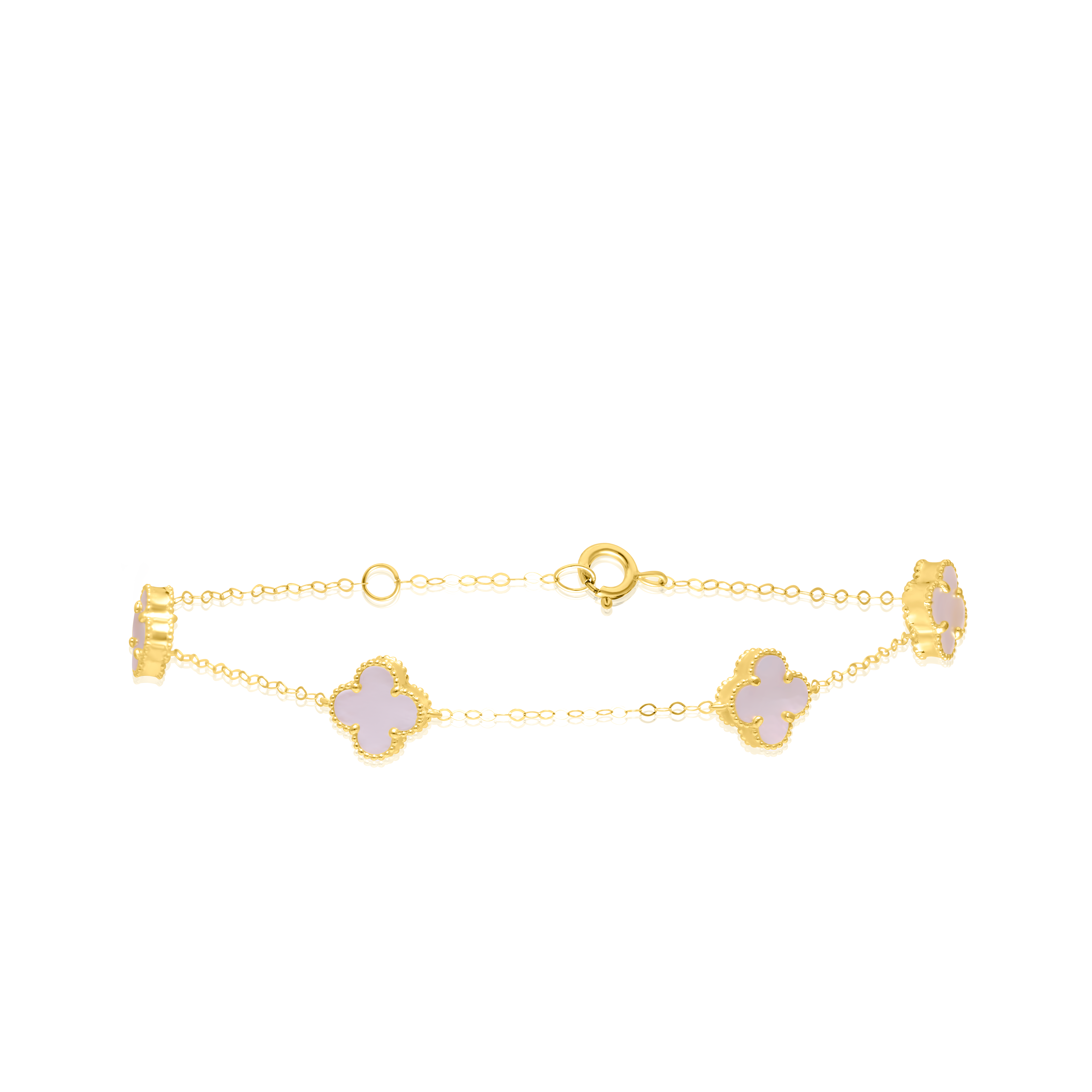 18K Pure Gold V.C White Flower Bracelet