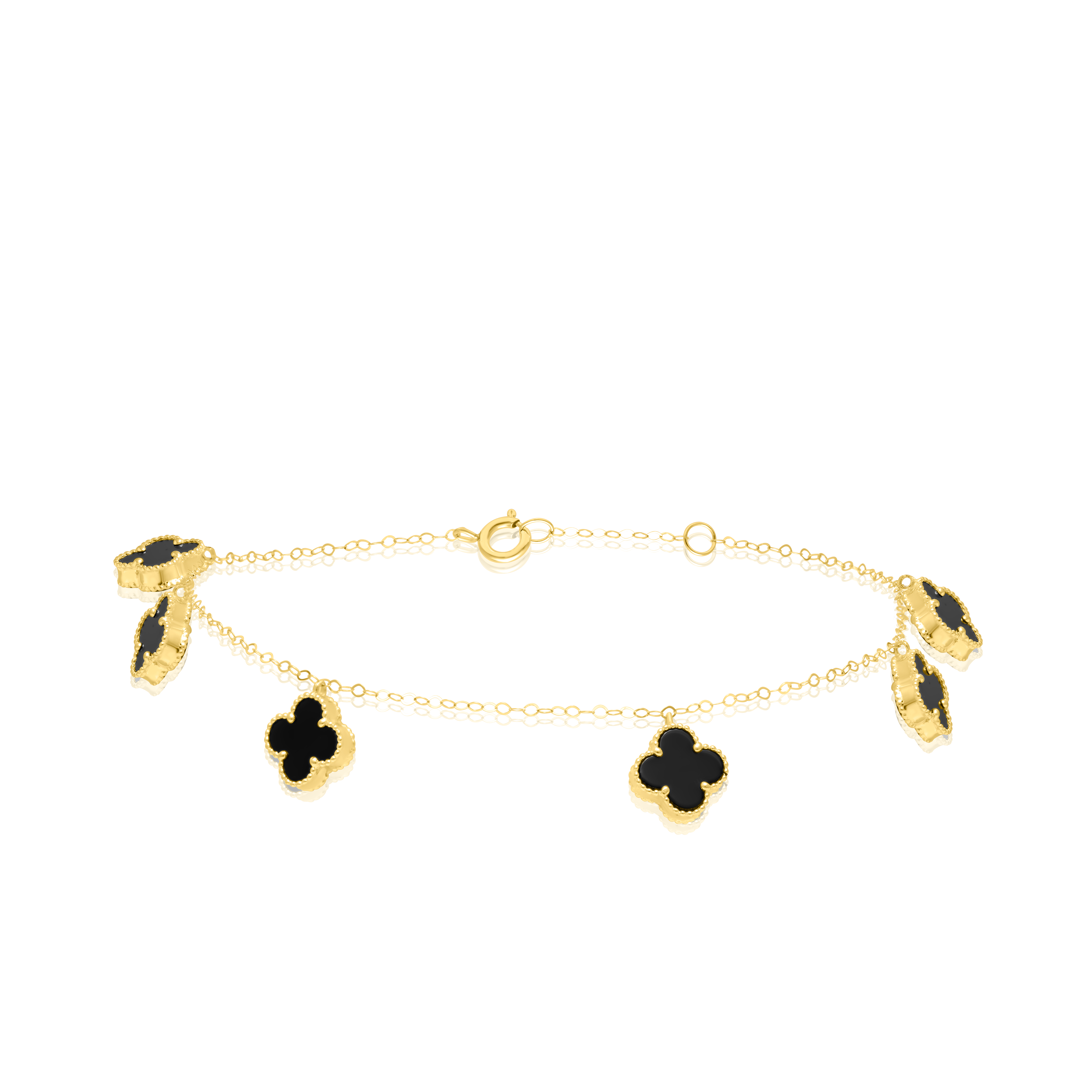 18K Pure Gold V.C Black Flower Bracelet