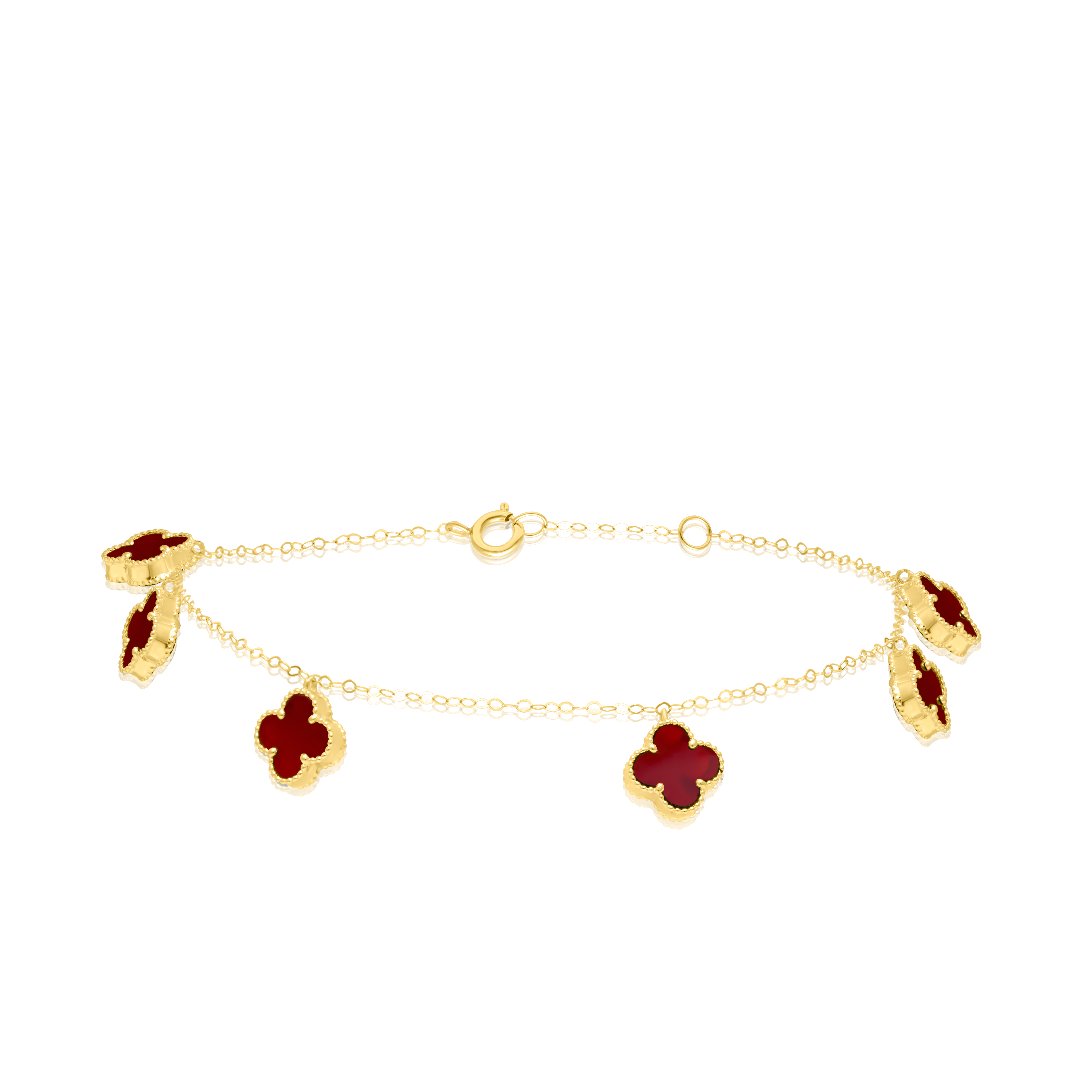 18K Pure Gold V.C Red Flower Bracelet