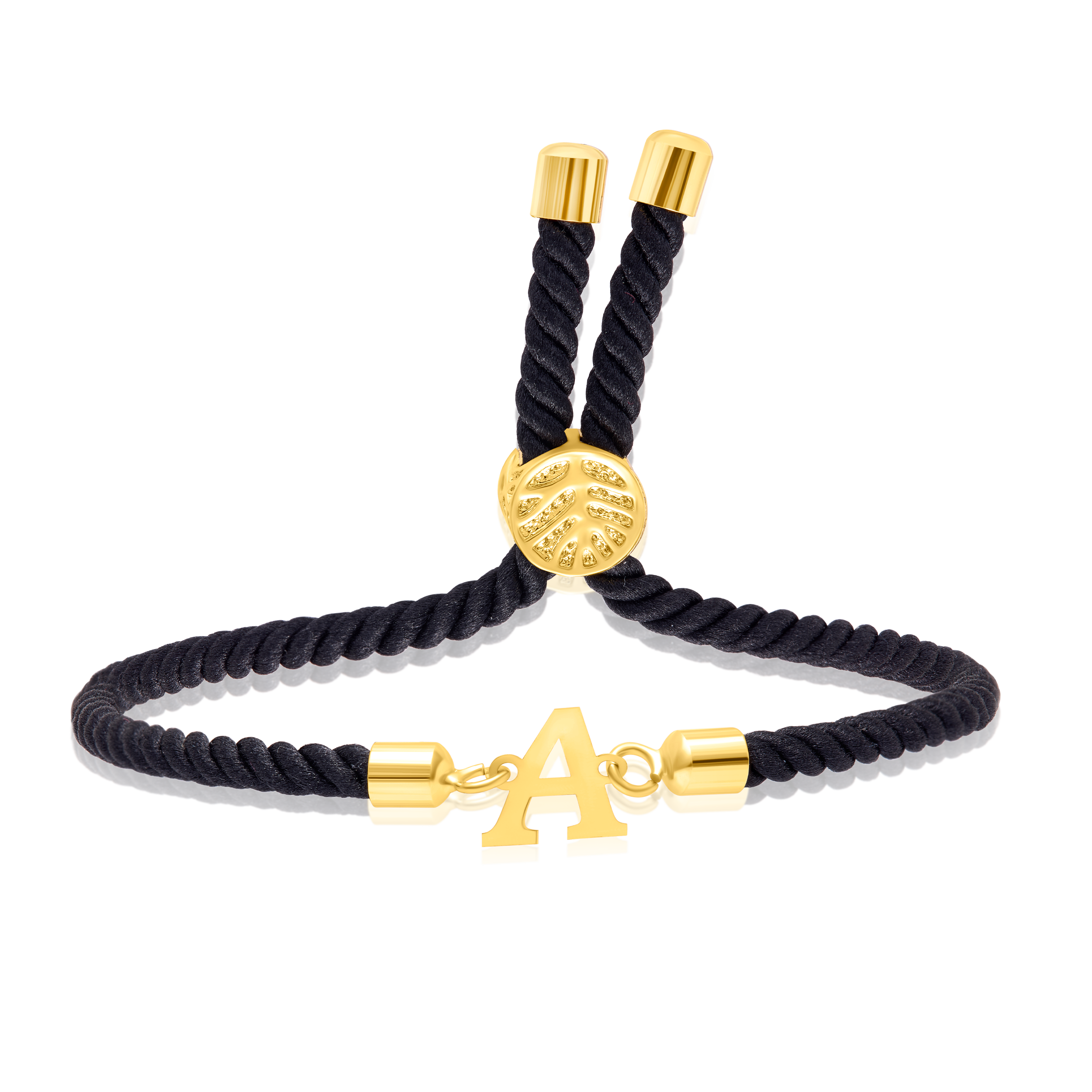 18K Pure Gold Thread Adjustable Letter A Bracelet