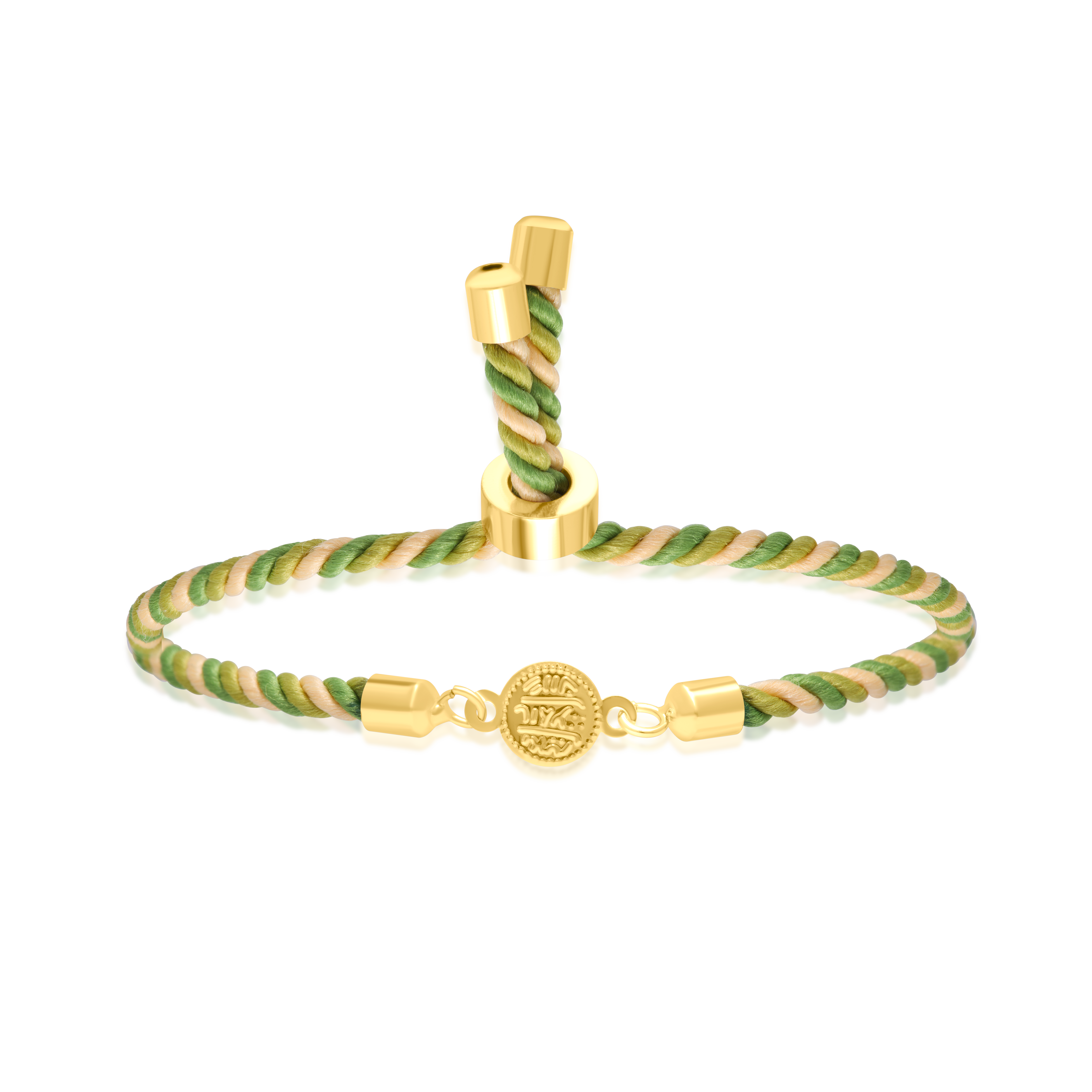 18K Pure Gold Multi Color Thread Coin Bracelet