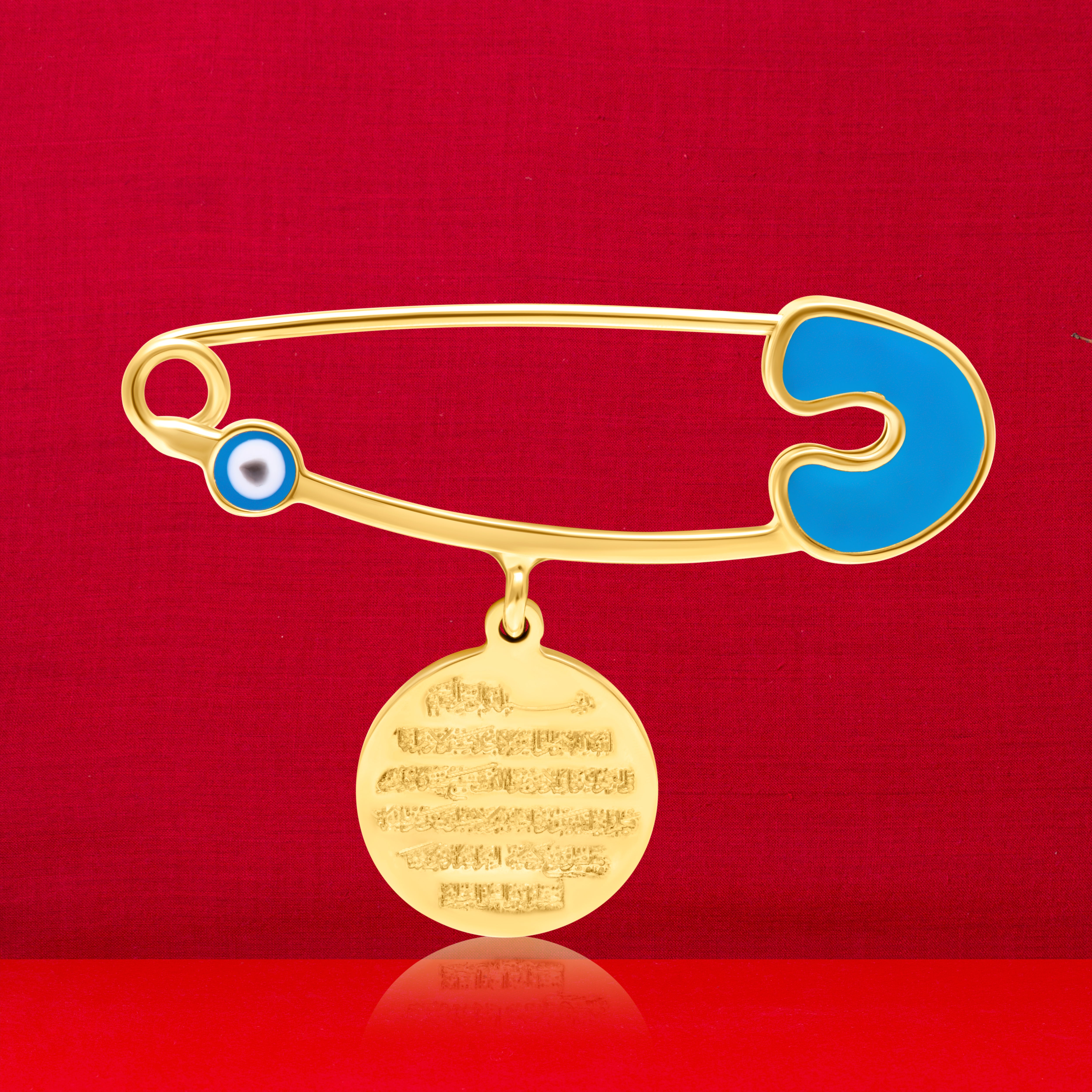 18K Pure Gold Blue Evil Eye Pin