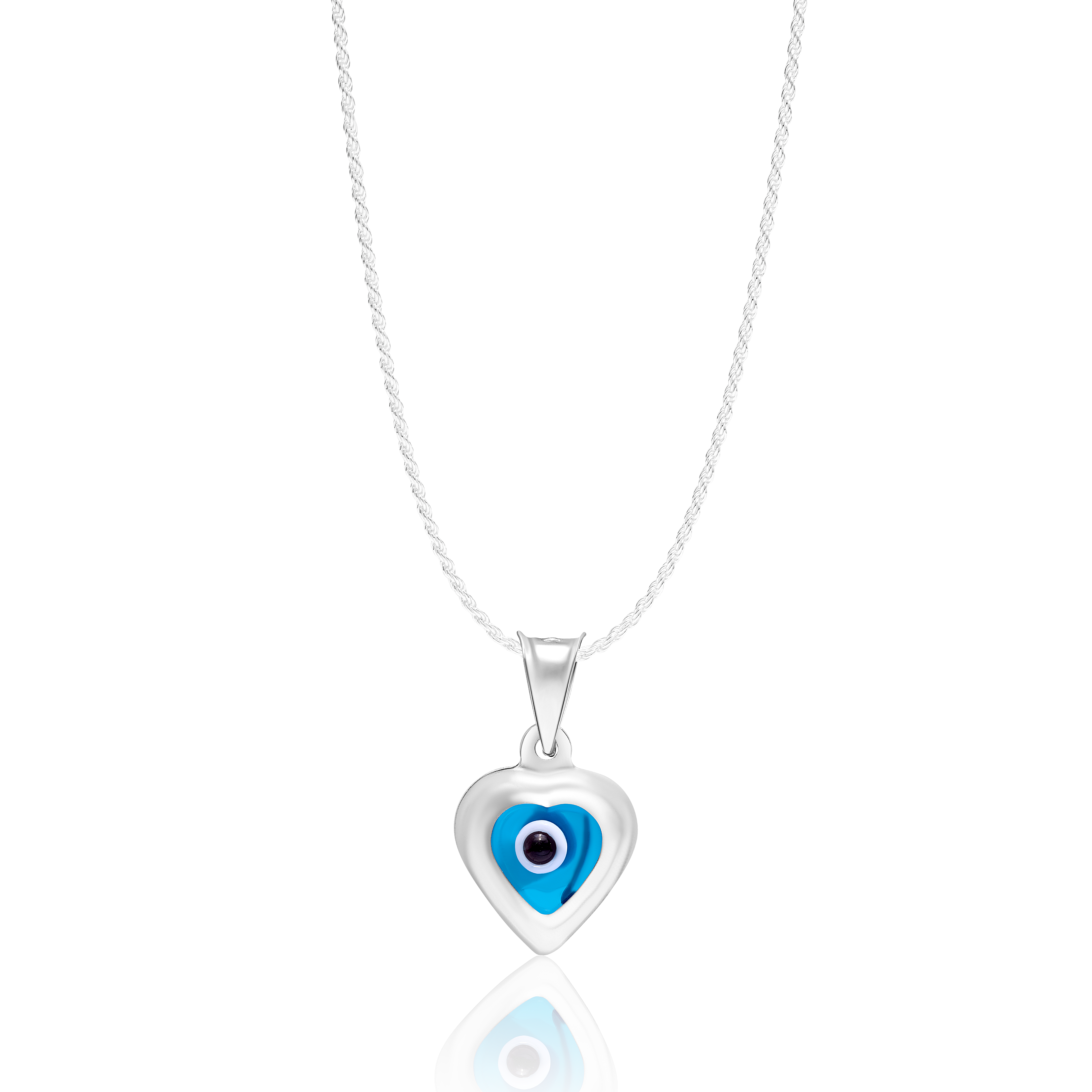 Real 925 Sterling Evil Eye Silver Heart Necklace