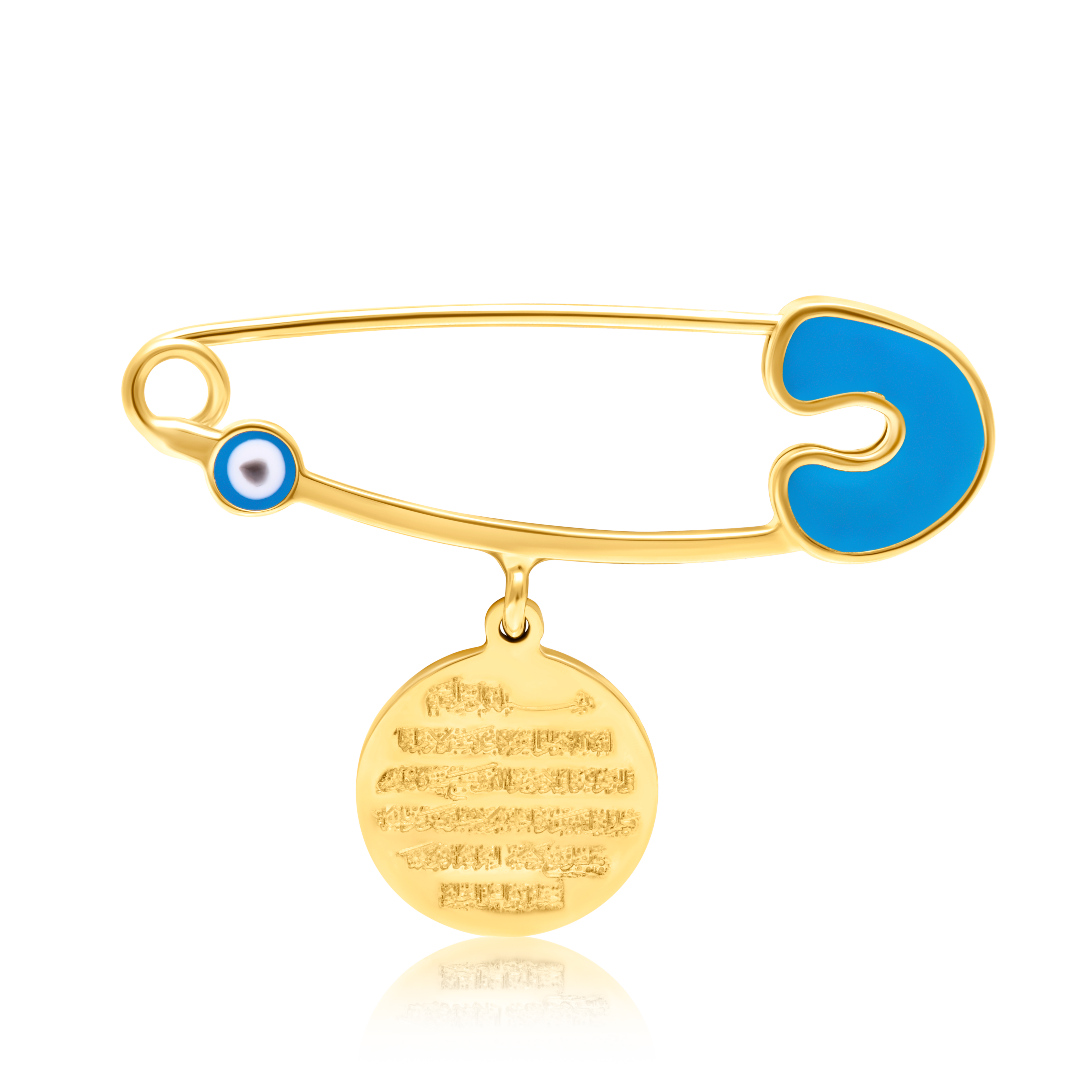 18K Pure Gold Blue Evil Eye Pin
