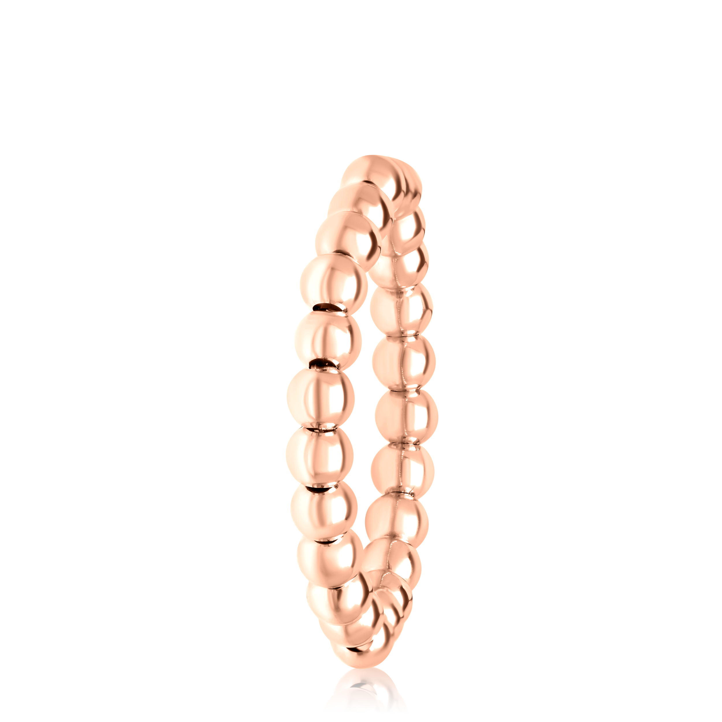 3 Pcs 18k Pure Gold Elastic Bead Ring Set (Yellow, White, Rose Gold)