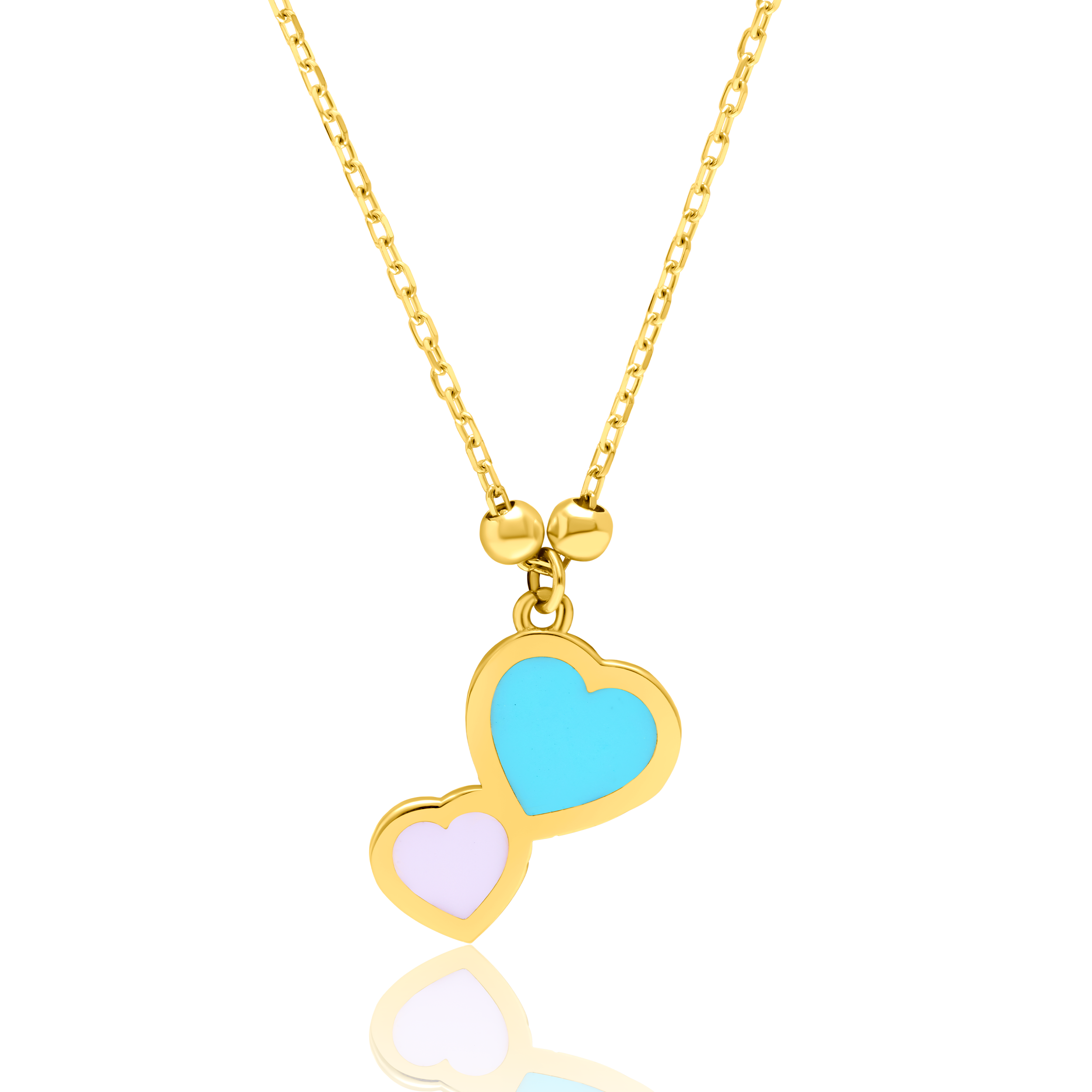 21K Pure Gold Skyblue Hearts Jewelry Set Talagold