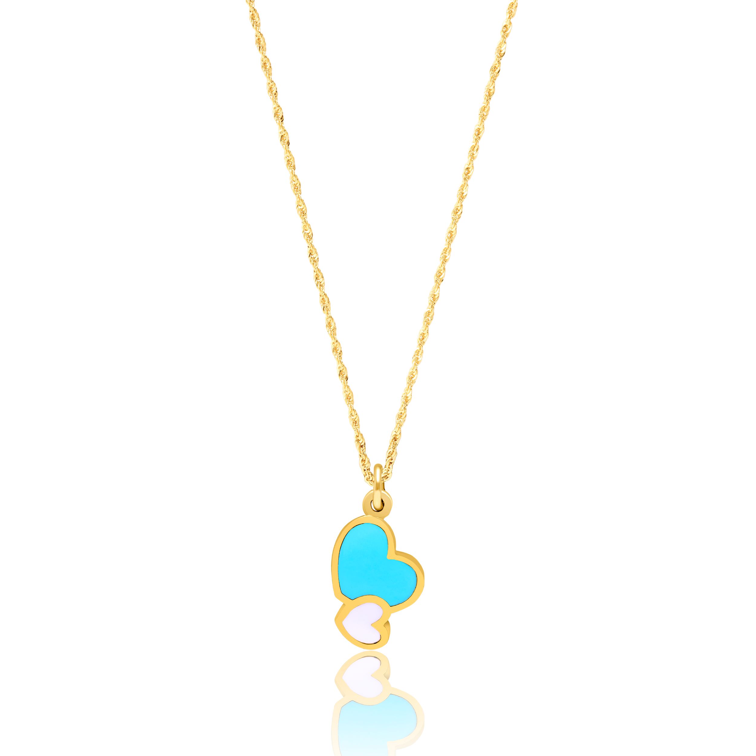 21K Pure Gold Skyblue Hearts Jewelry Set Talagold