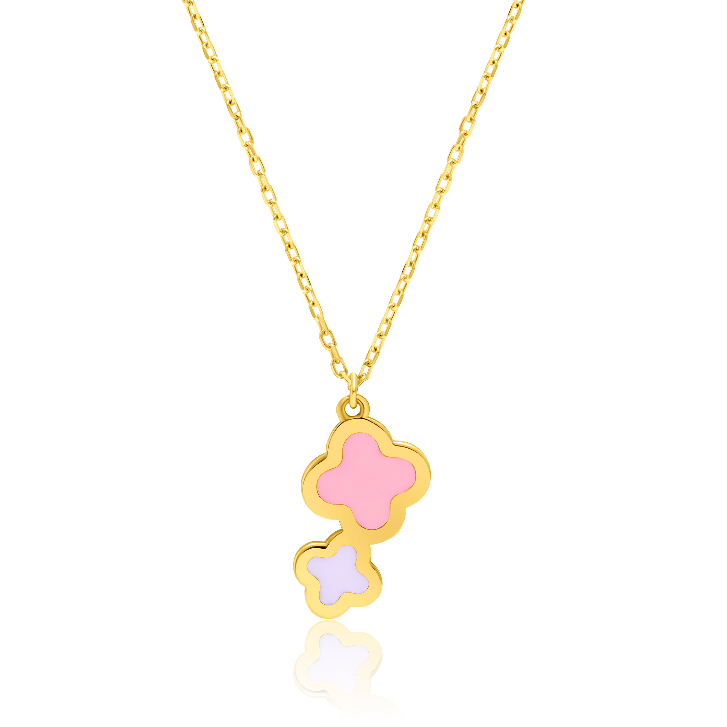 21K Pure Gold Pink Flower Jewelry Set Talagold