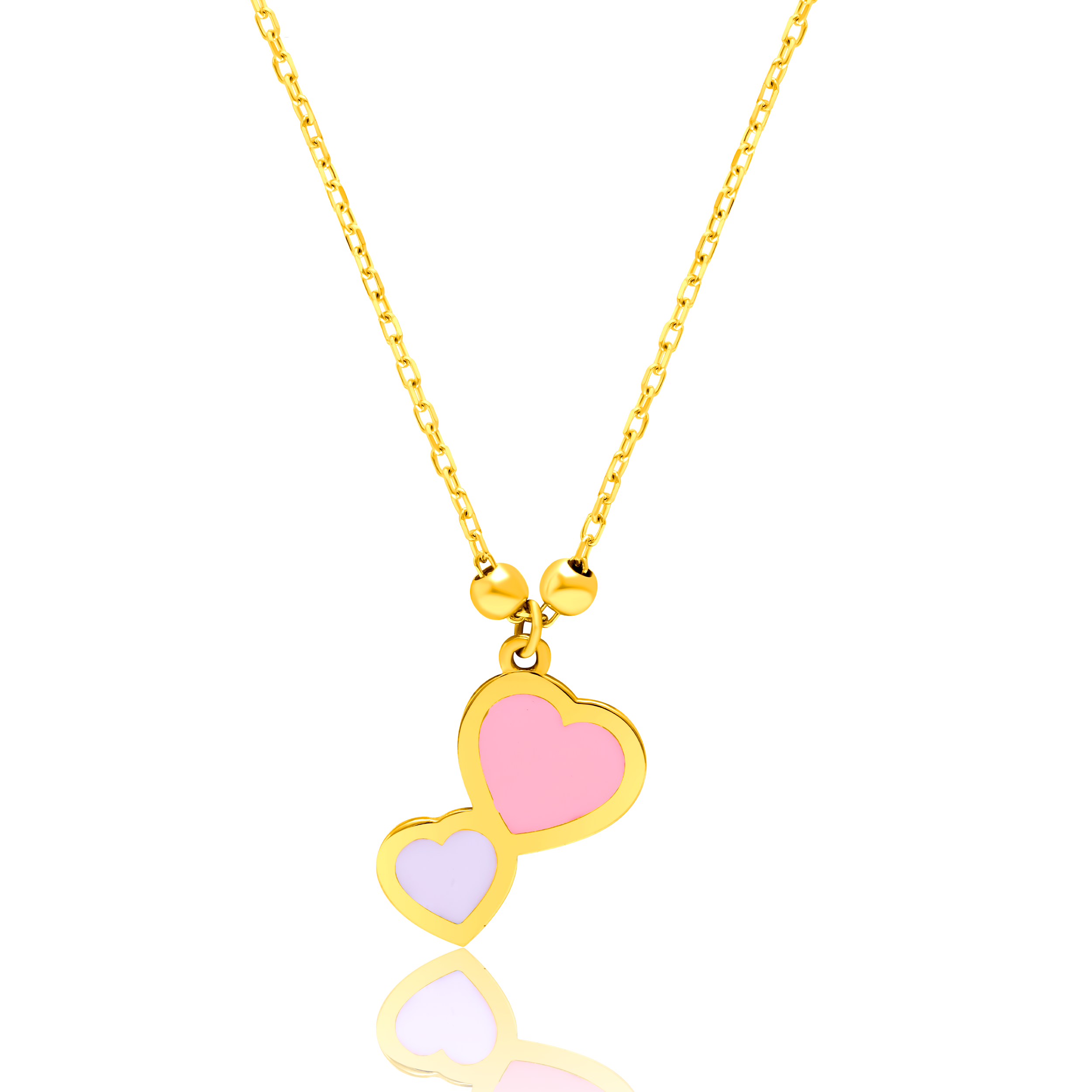 21K Pure Gold Pink Heart Jewelry Set Talagold