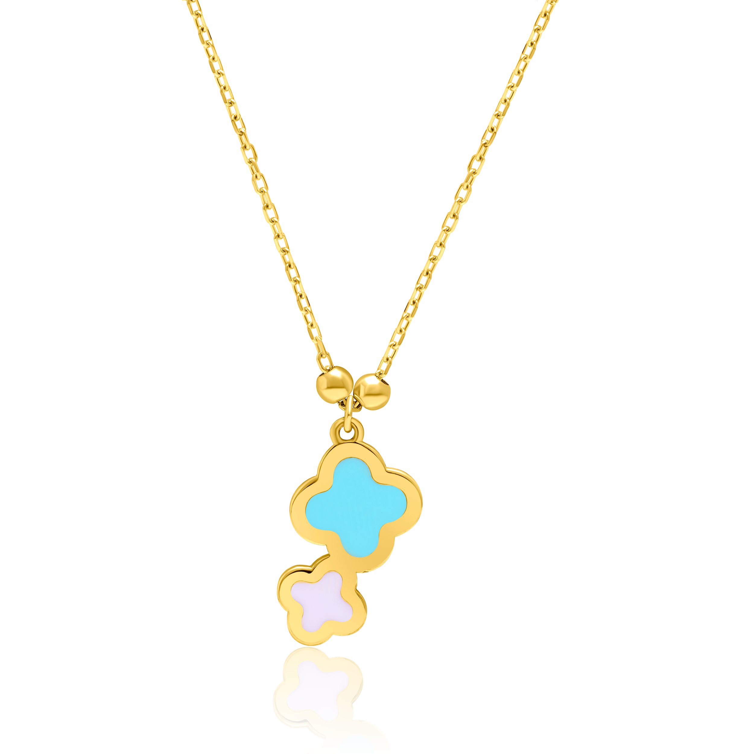 21K Pure Gold Skyblue Flower Jewelry Set Talagold