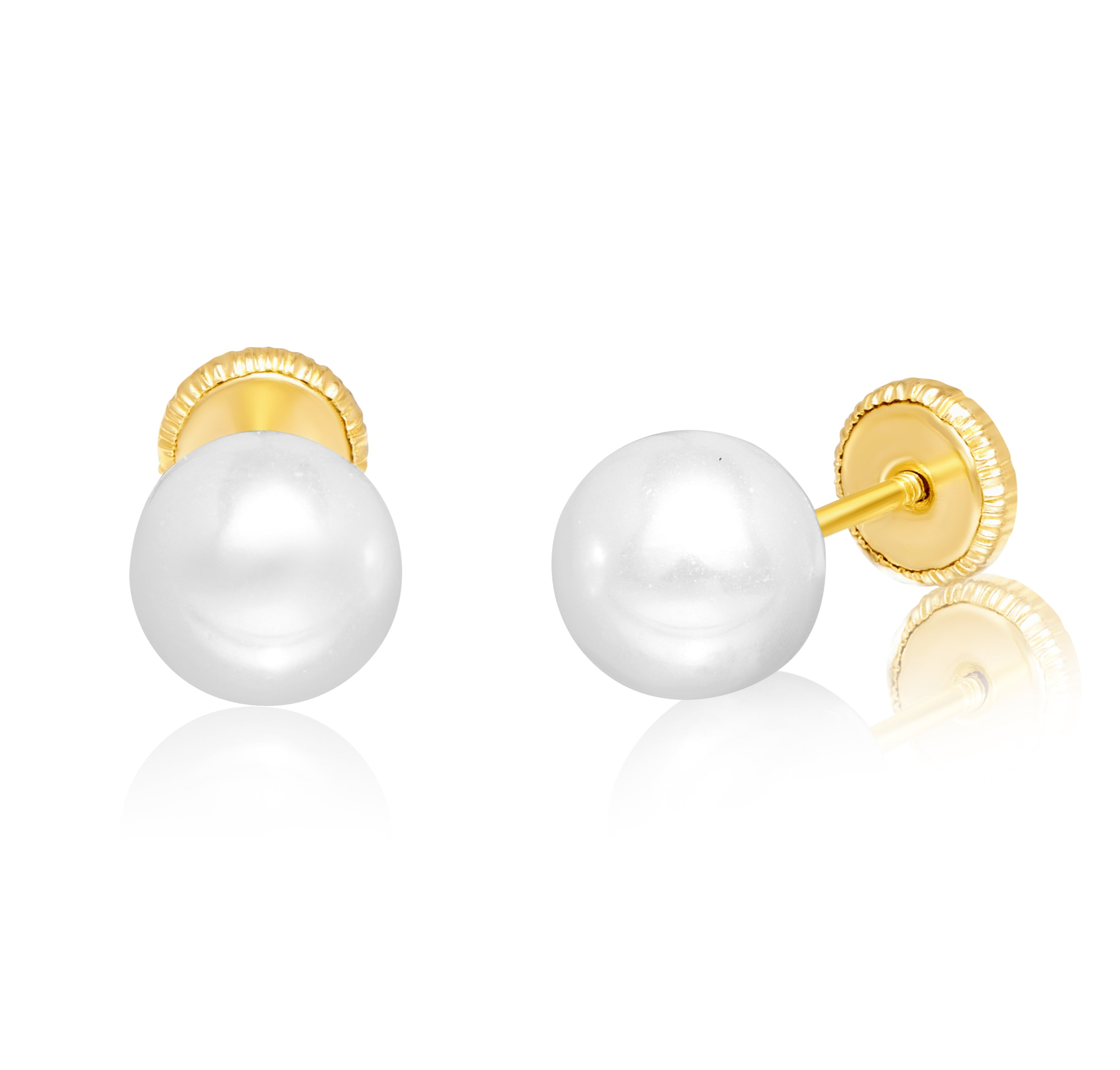 18K Pure Gold Pearl Screw Earring Set Talagold