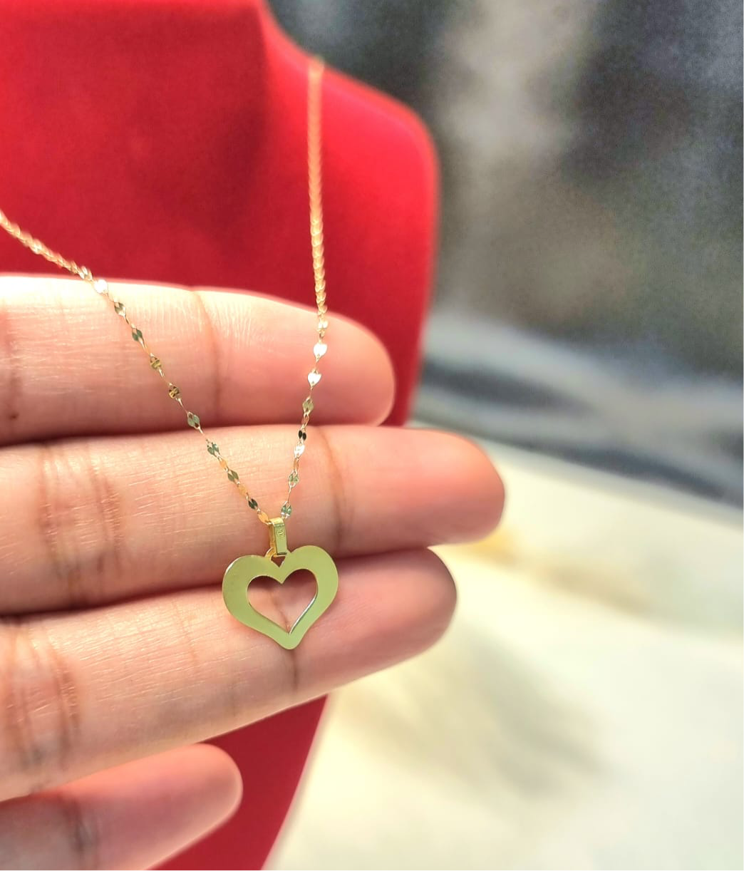 18K Pure Gold Heart Necklace