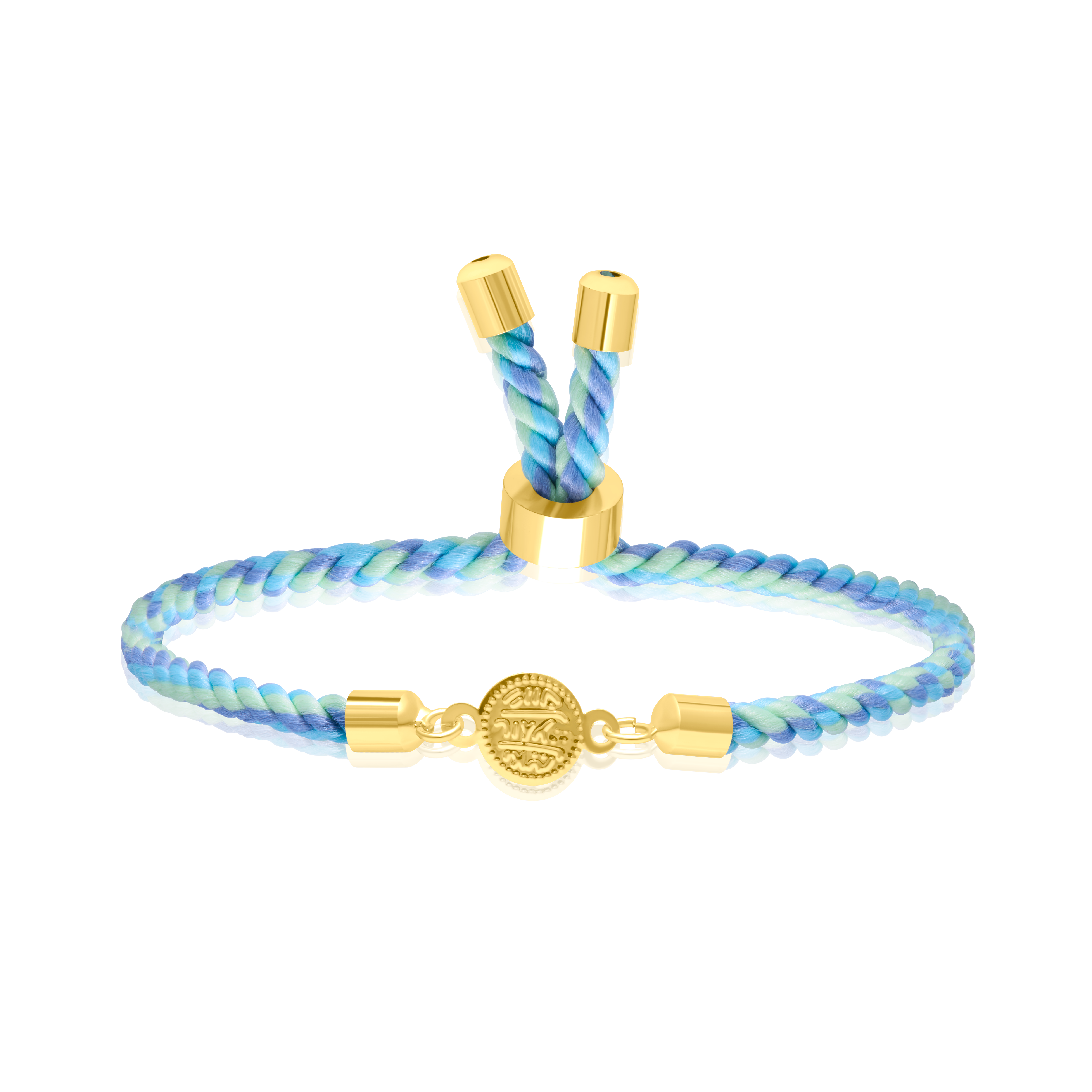 18K Pure Gold Multi Color Thread Coin Bracelet