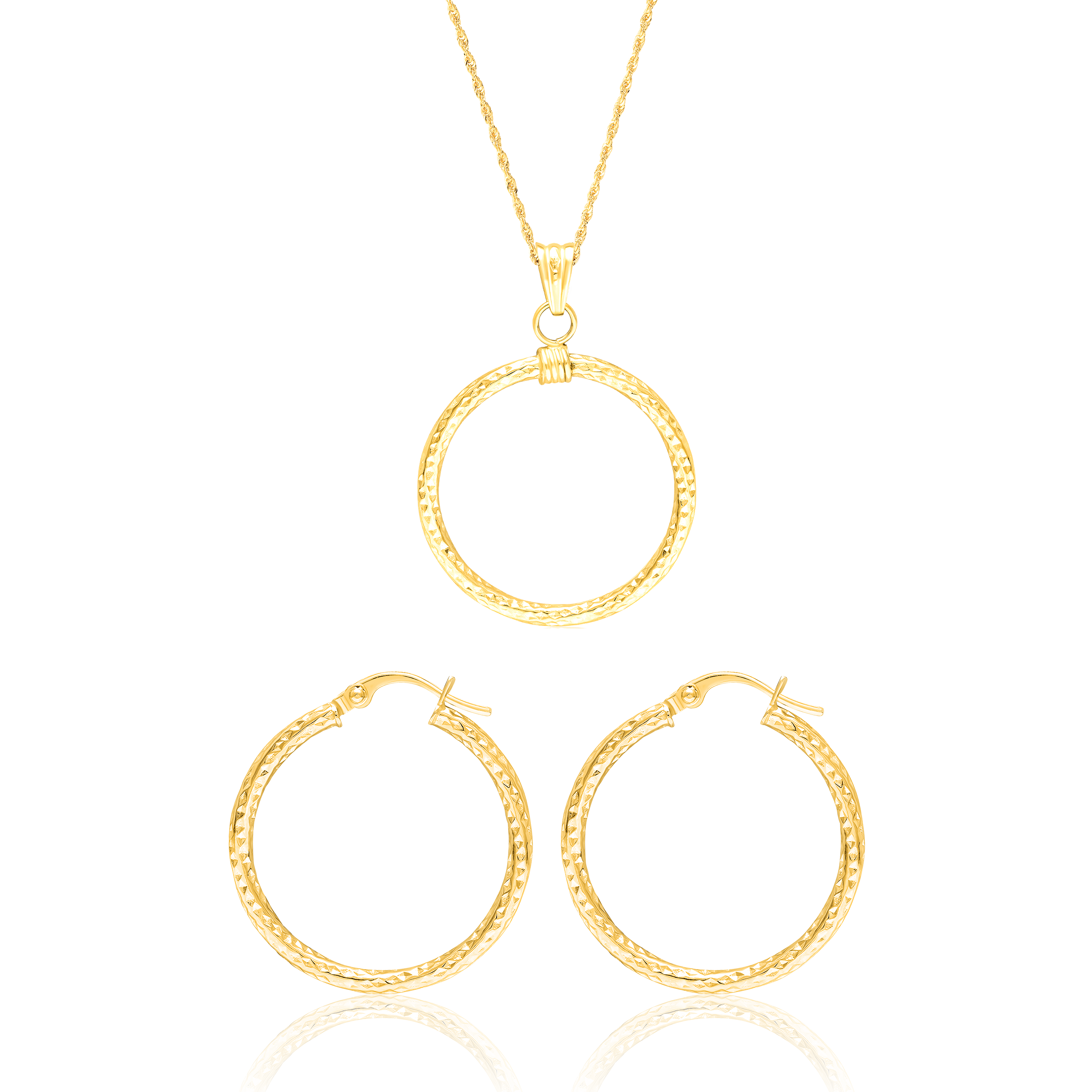 18K Pure Gold Round Jewelry Set Talagold