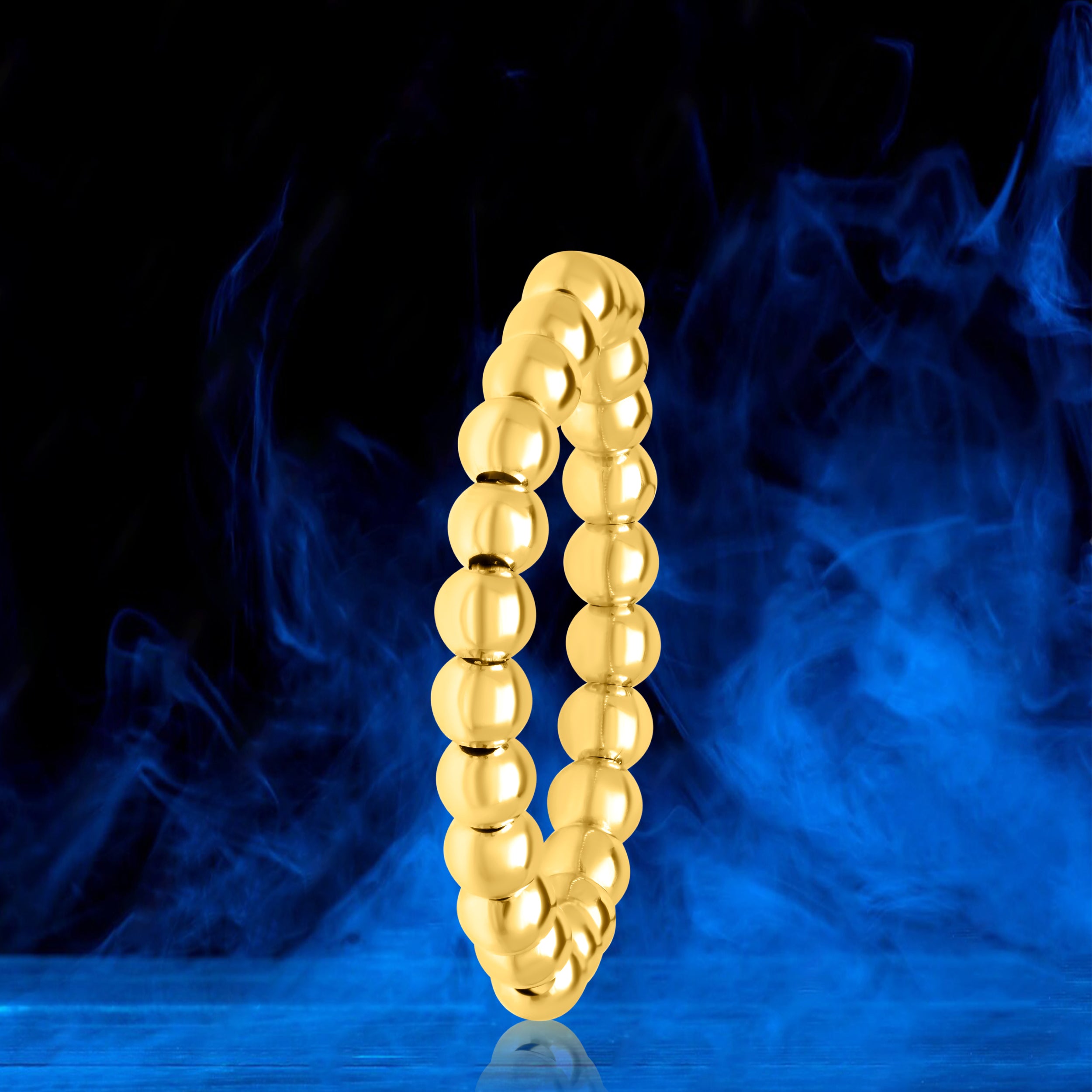 3 Pcs 18k Pure Gold Elastic Bead Ring Set (Yellow, White, Rose Gold)