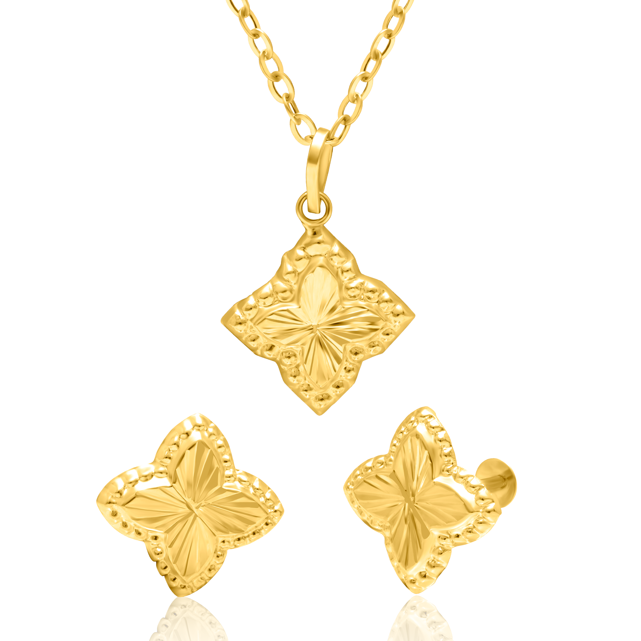 18K Pure Gold Flower Star Jewelry Set Talagold