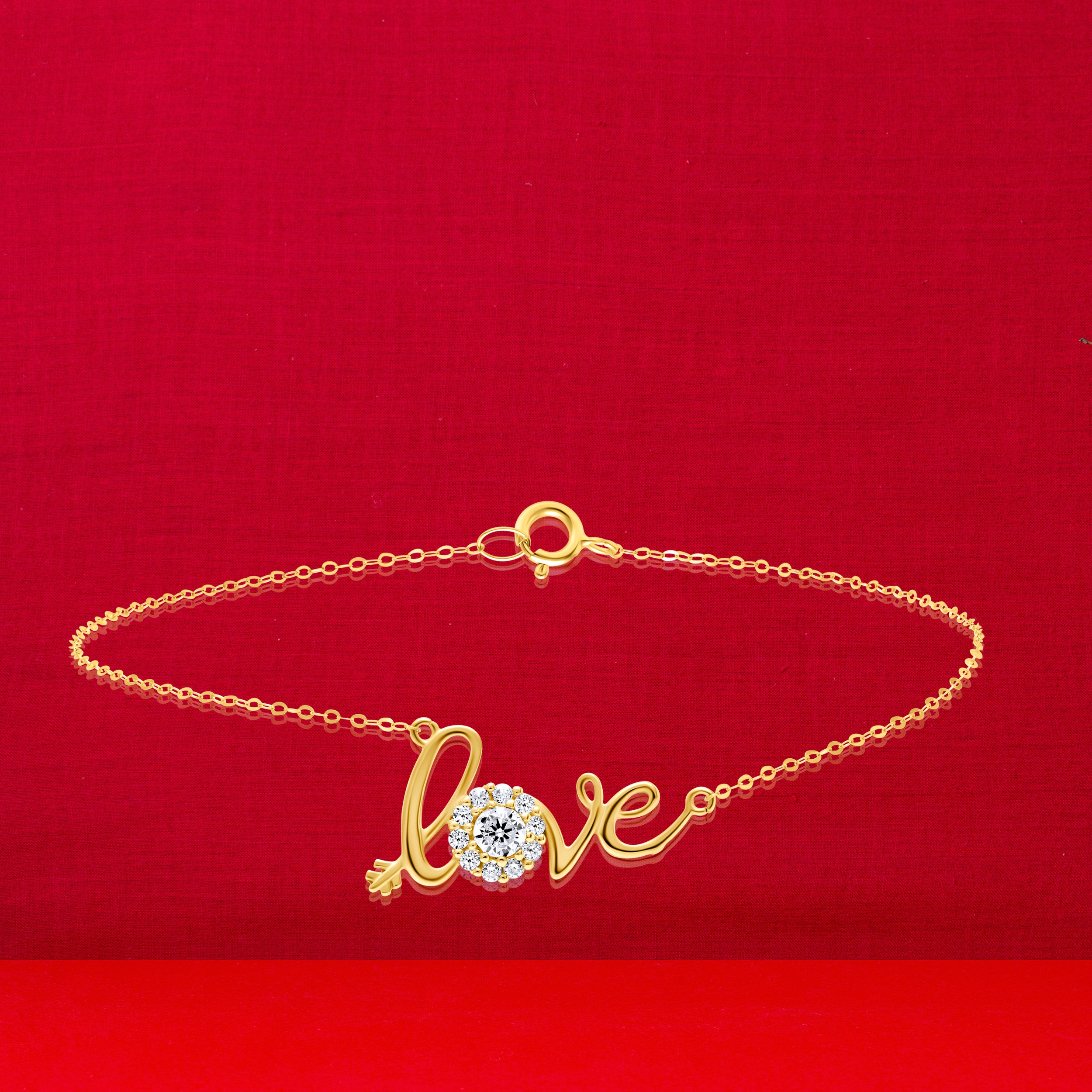 18K Pure Gold Love White Stone Bracelet