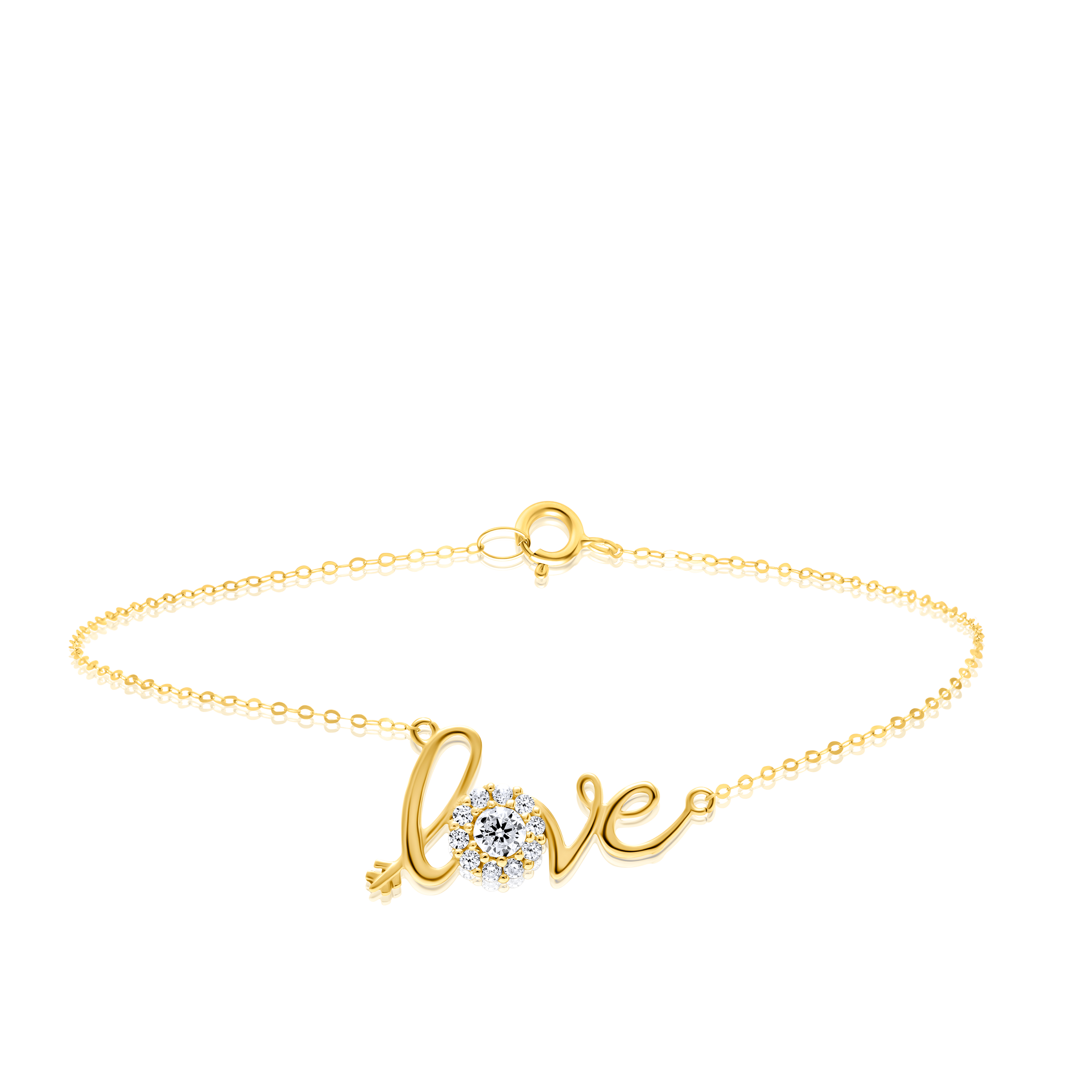 18K Pure Gold Love White Stone Bracelet