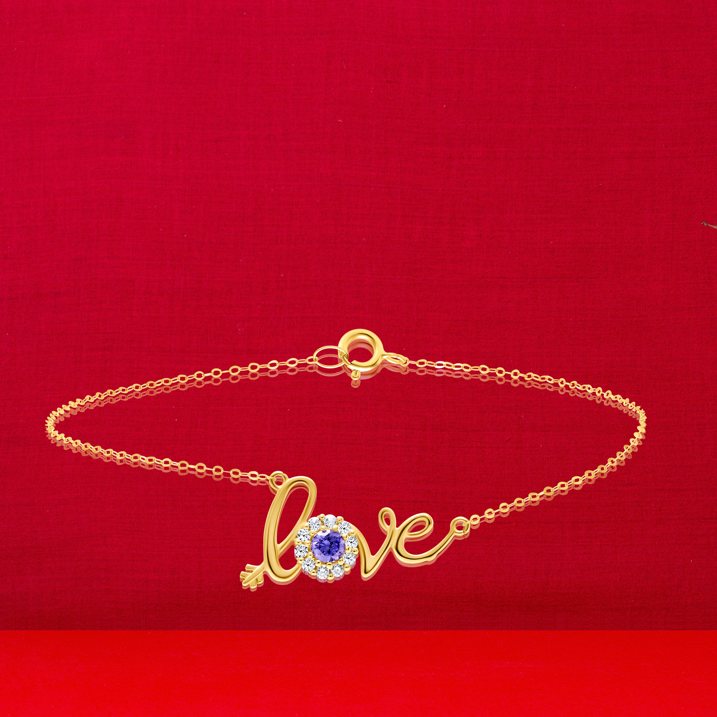 18K Pure Gold Love Velvet Stone Bracelet