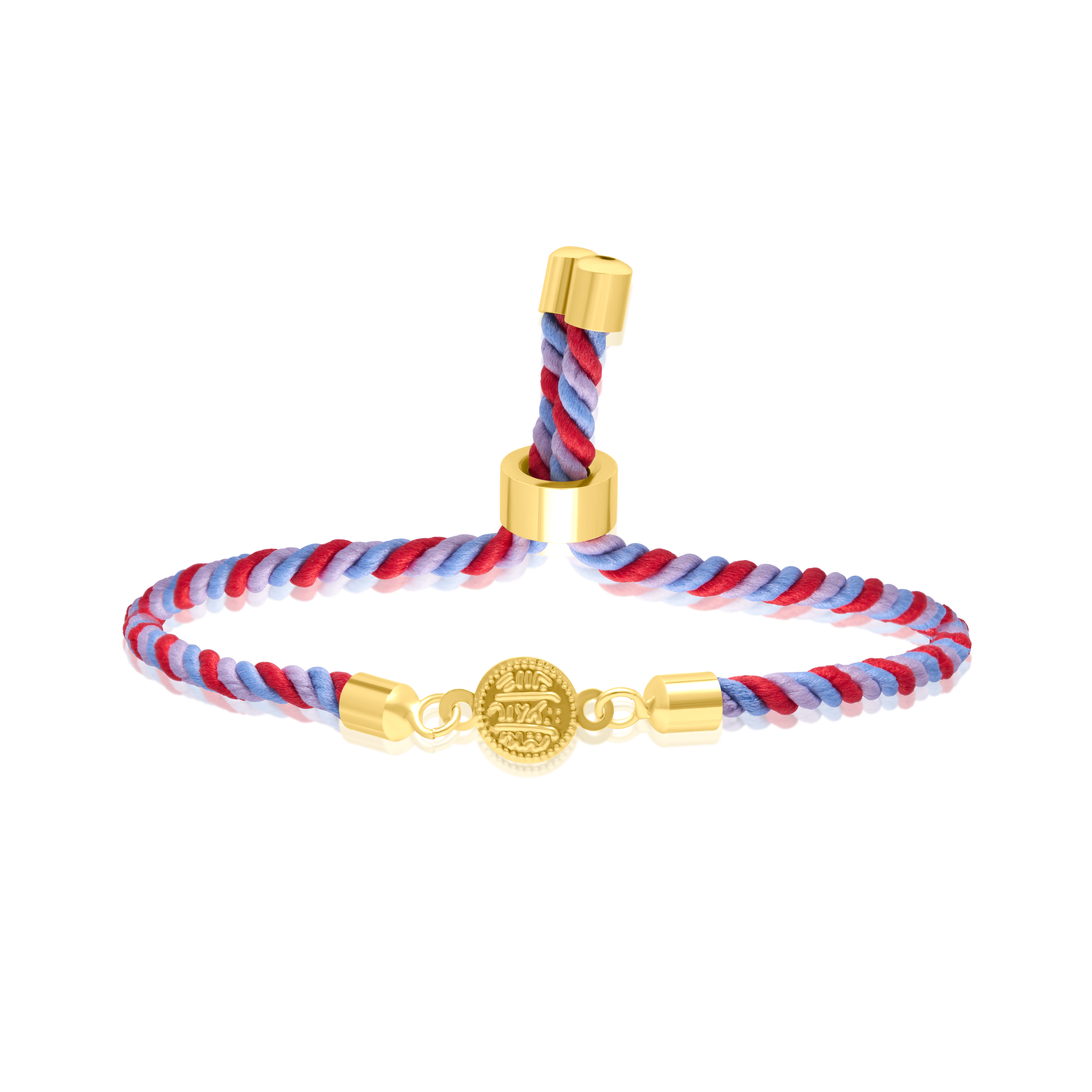 18K Pure Gold Multi Color Thread Coin Bracelet