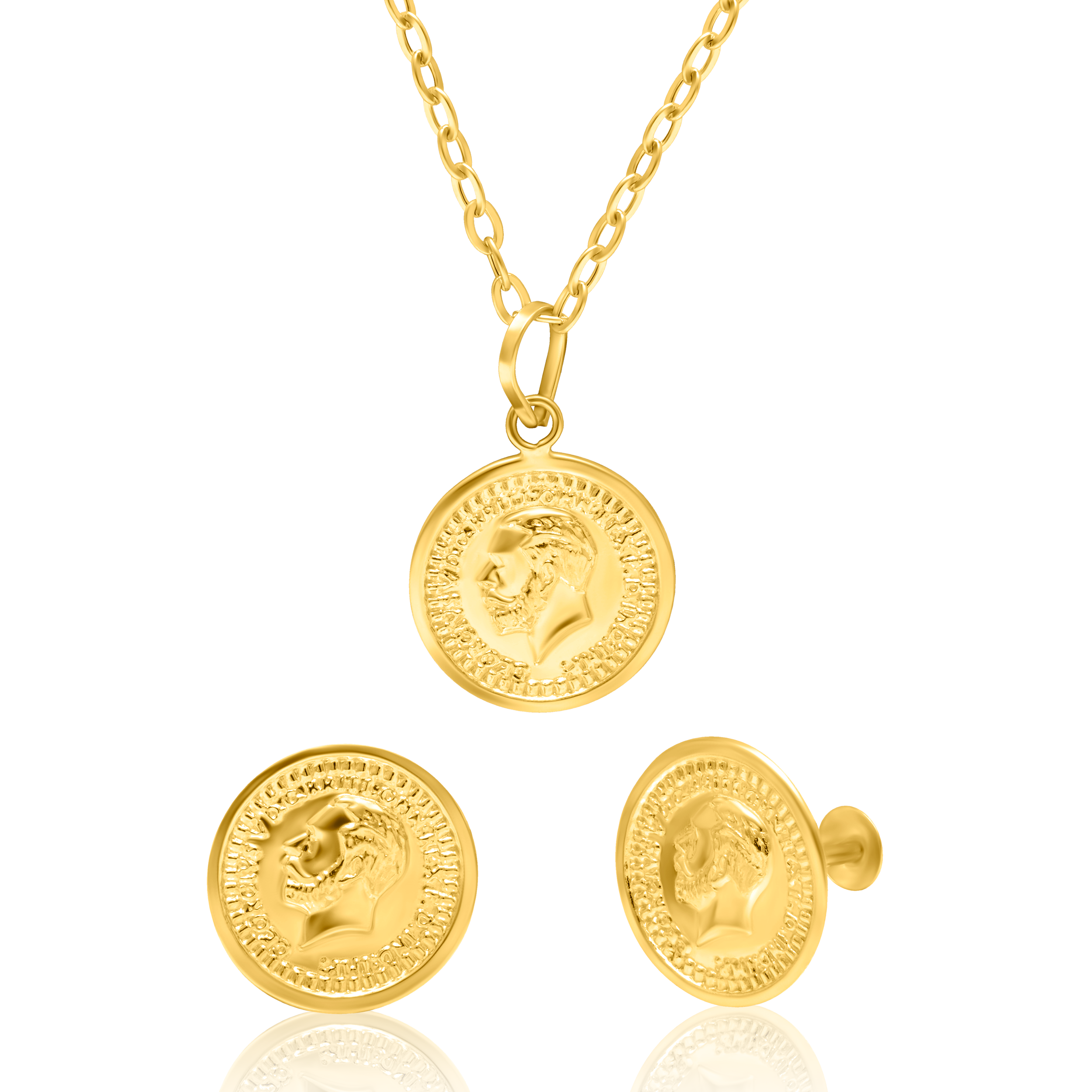 18K Pure Gold Round Jewelry Set Talagold