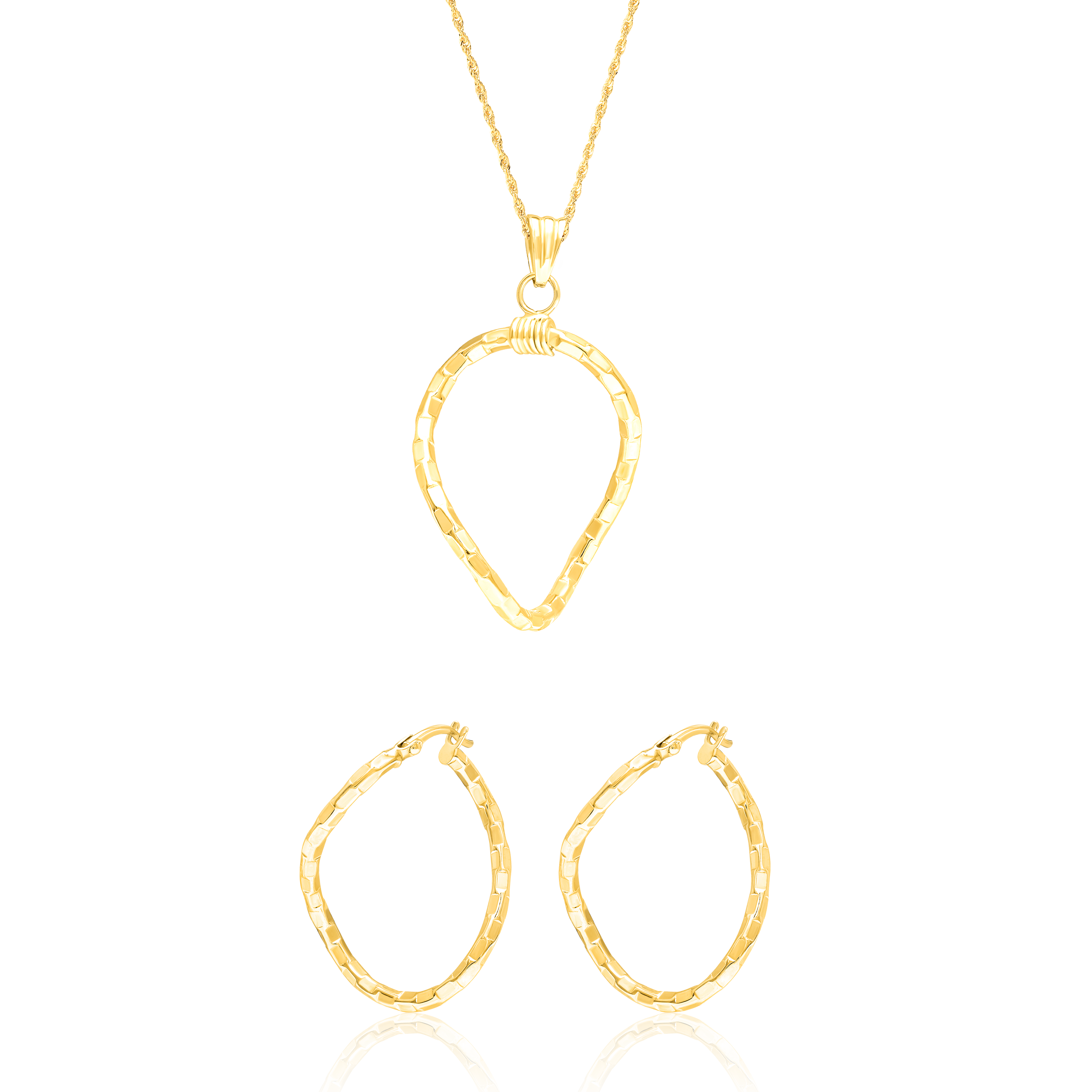 18K Pure Gold Twisted Oval Jewelry Set Talagold