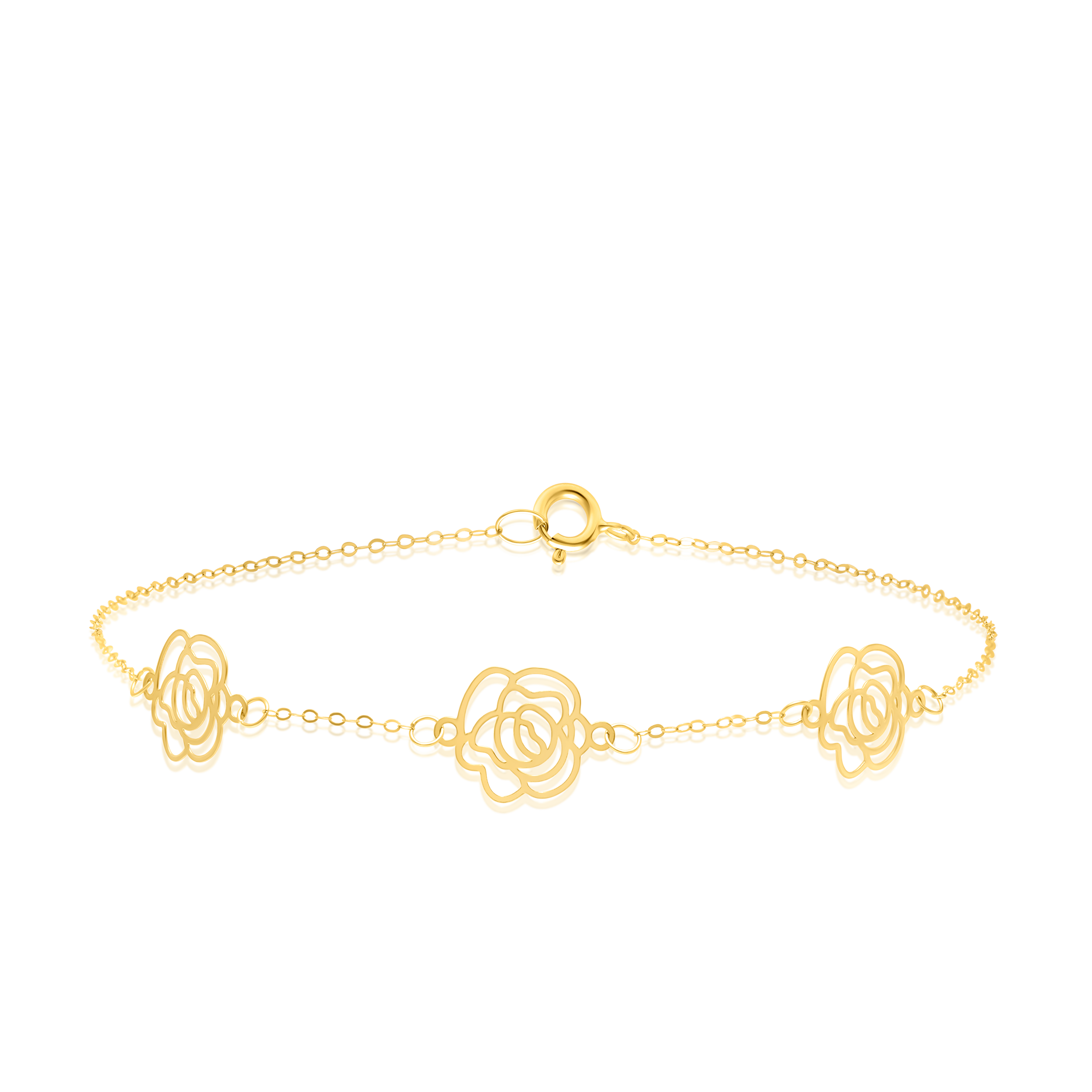 18K Pure Gold Fine Flower Bracelet