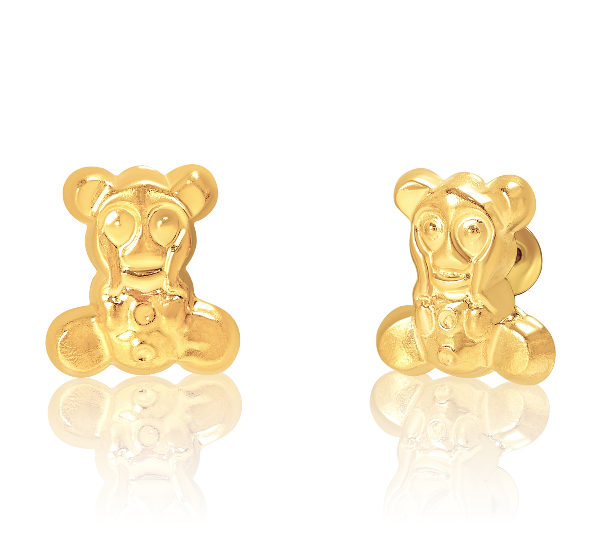 18K Pure Gold Teddy Bear Screw Earring Set Talagold