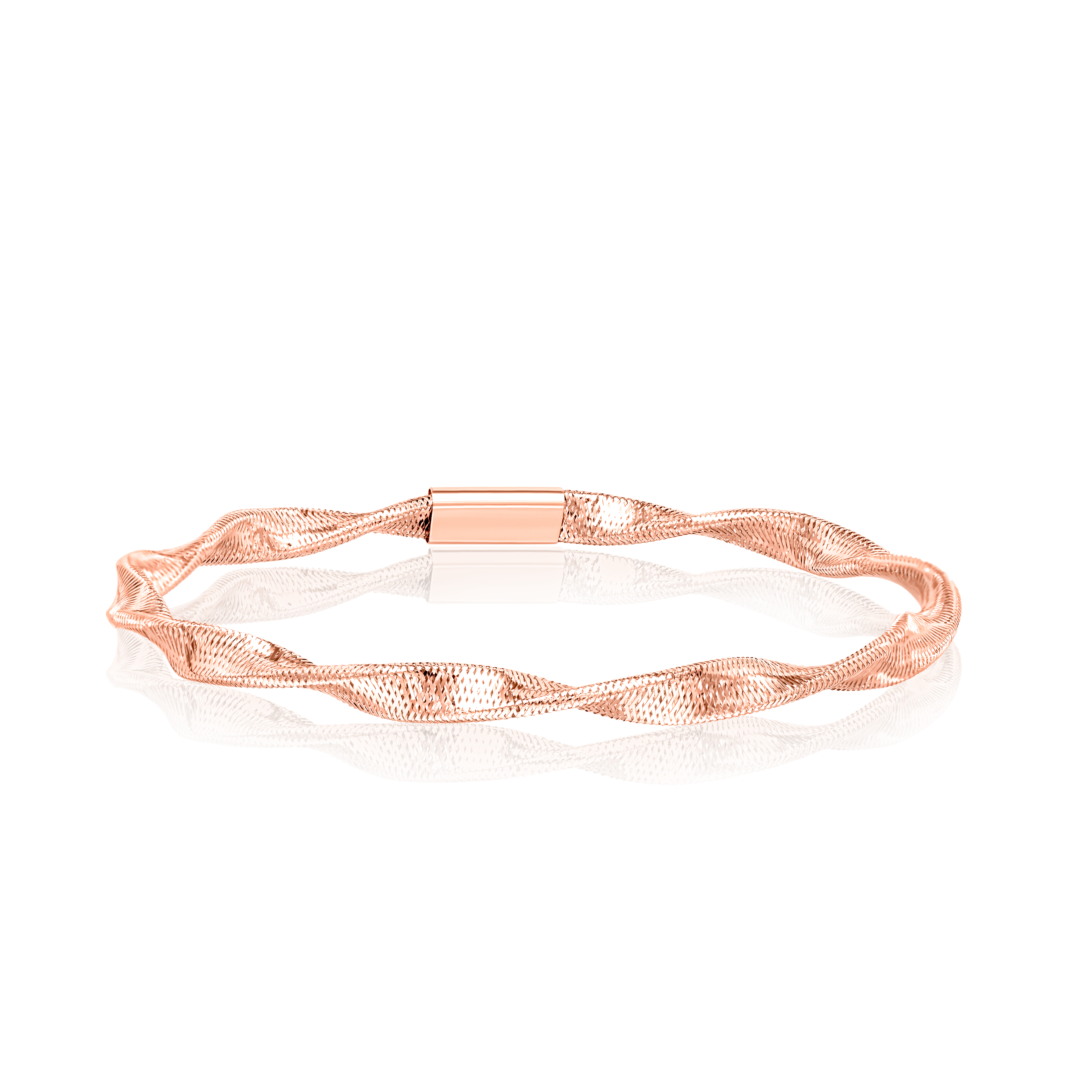 18K Pure Gold 3 Color Elastic Bangle Set