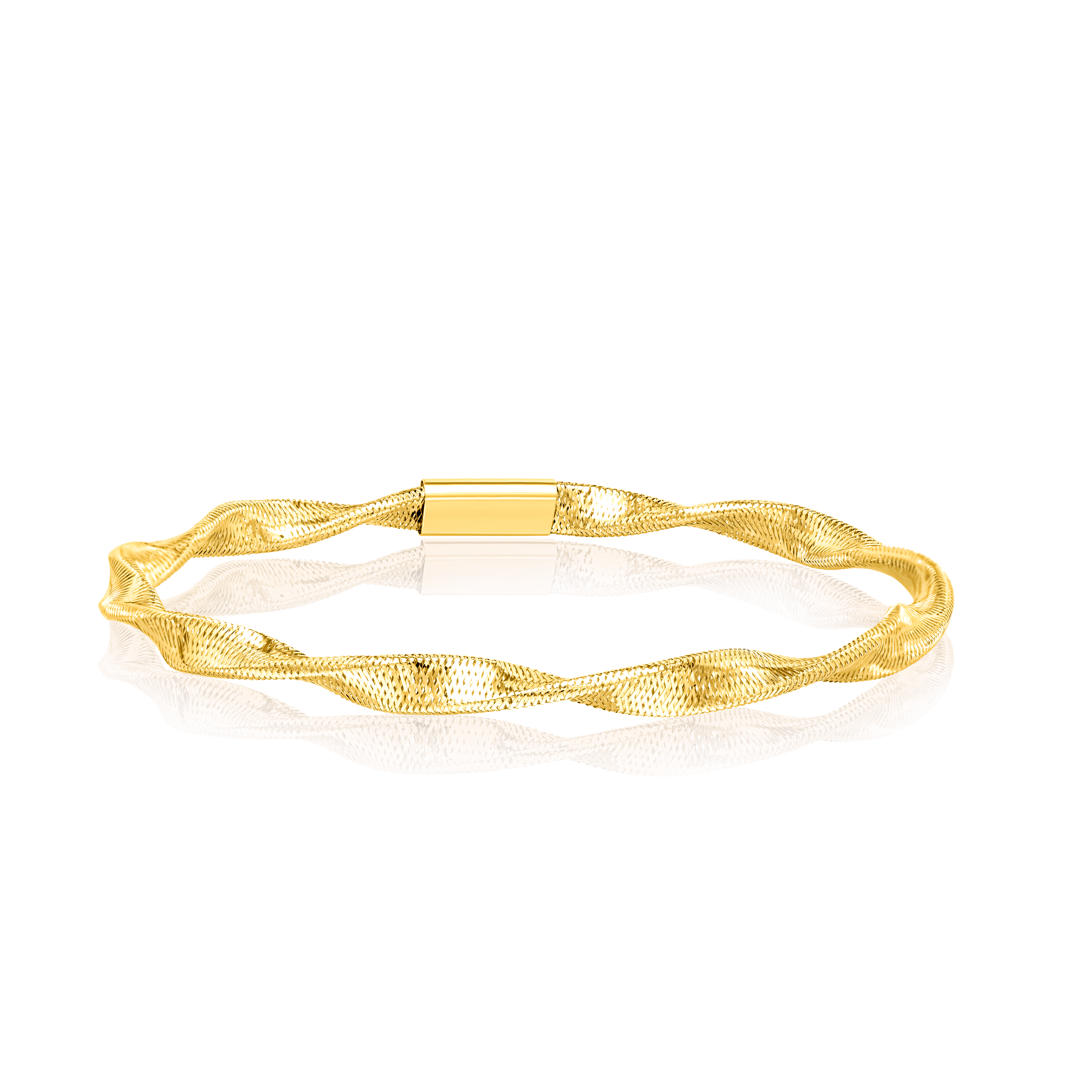 18K Pure Gold 3 Color Elastic Bangle Set