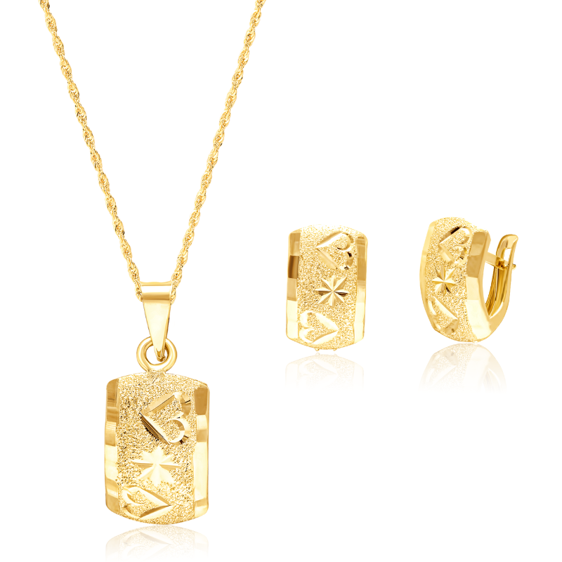 18K Pure Gold Curved Clip Jewelry Set Talagold