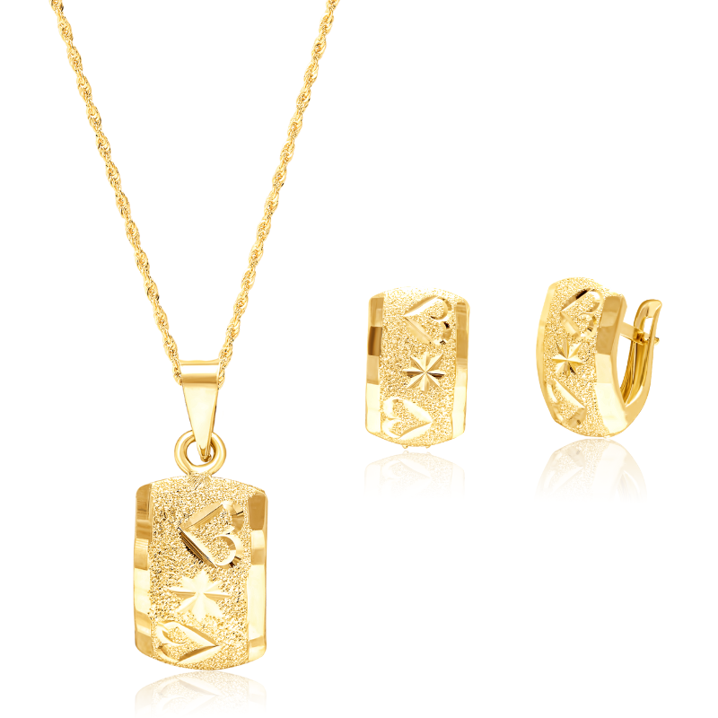 Pure Gold Edge 18K Pure Gold Curved Clip Jewelry Set Talagold