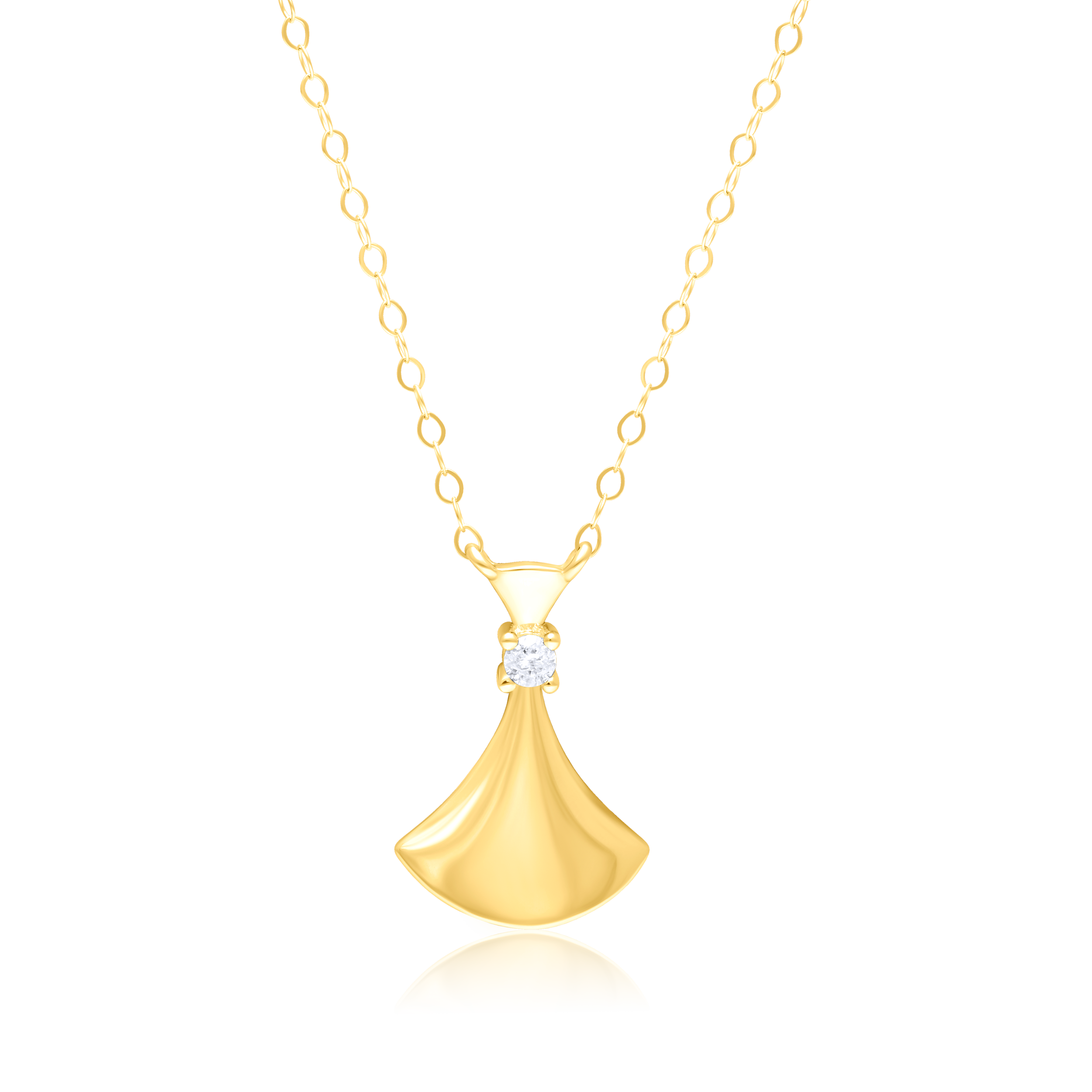 18K Pure Gold Oval Axe Stone Necklace