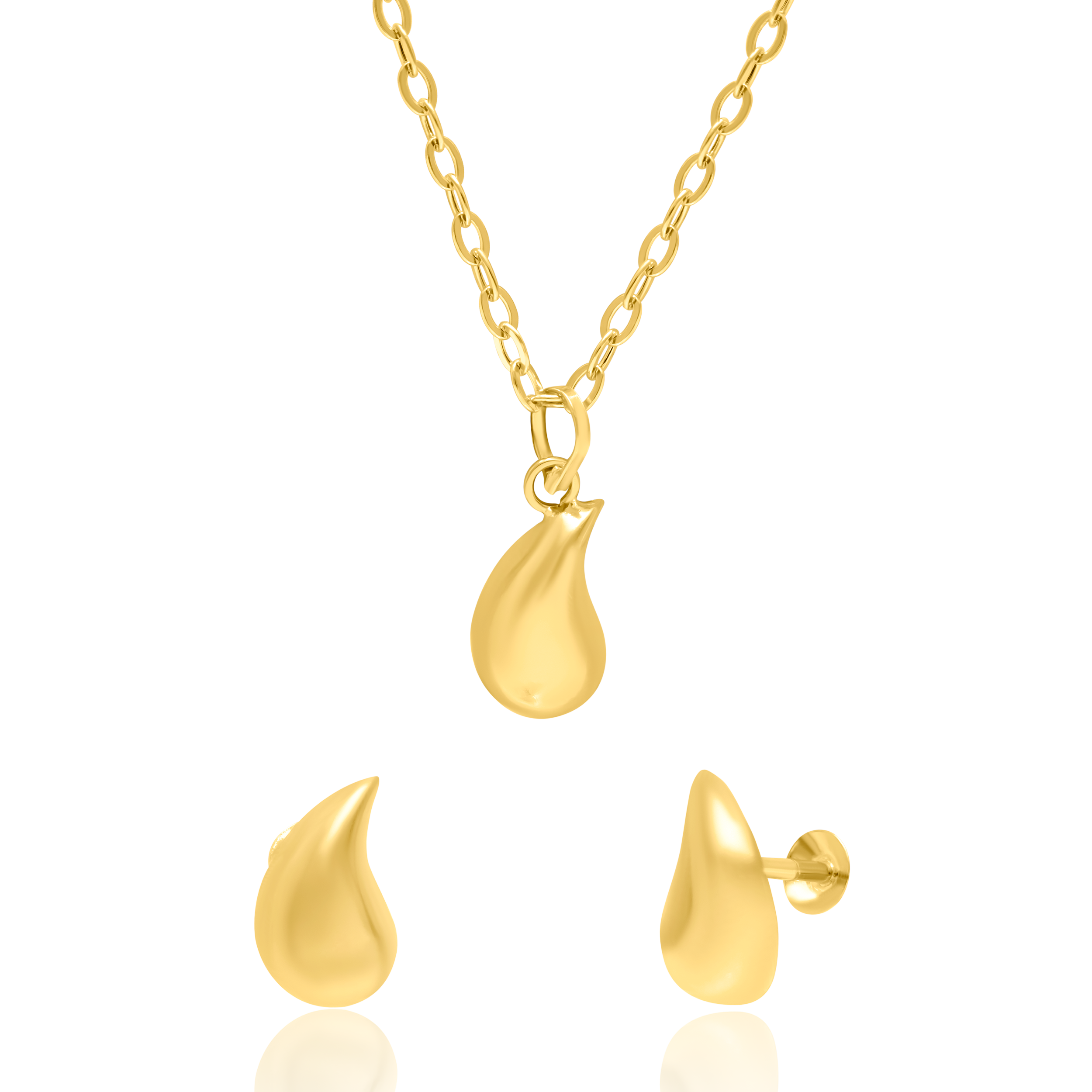 18K Pure Gold Curved Drop Jewelry Set Talagold