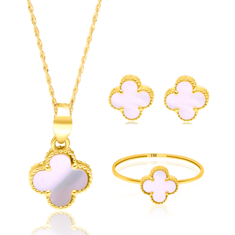 18K Pure Gold V.C Light Pink Jewelry Set Talagold