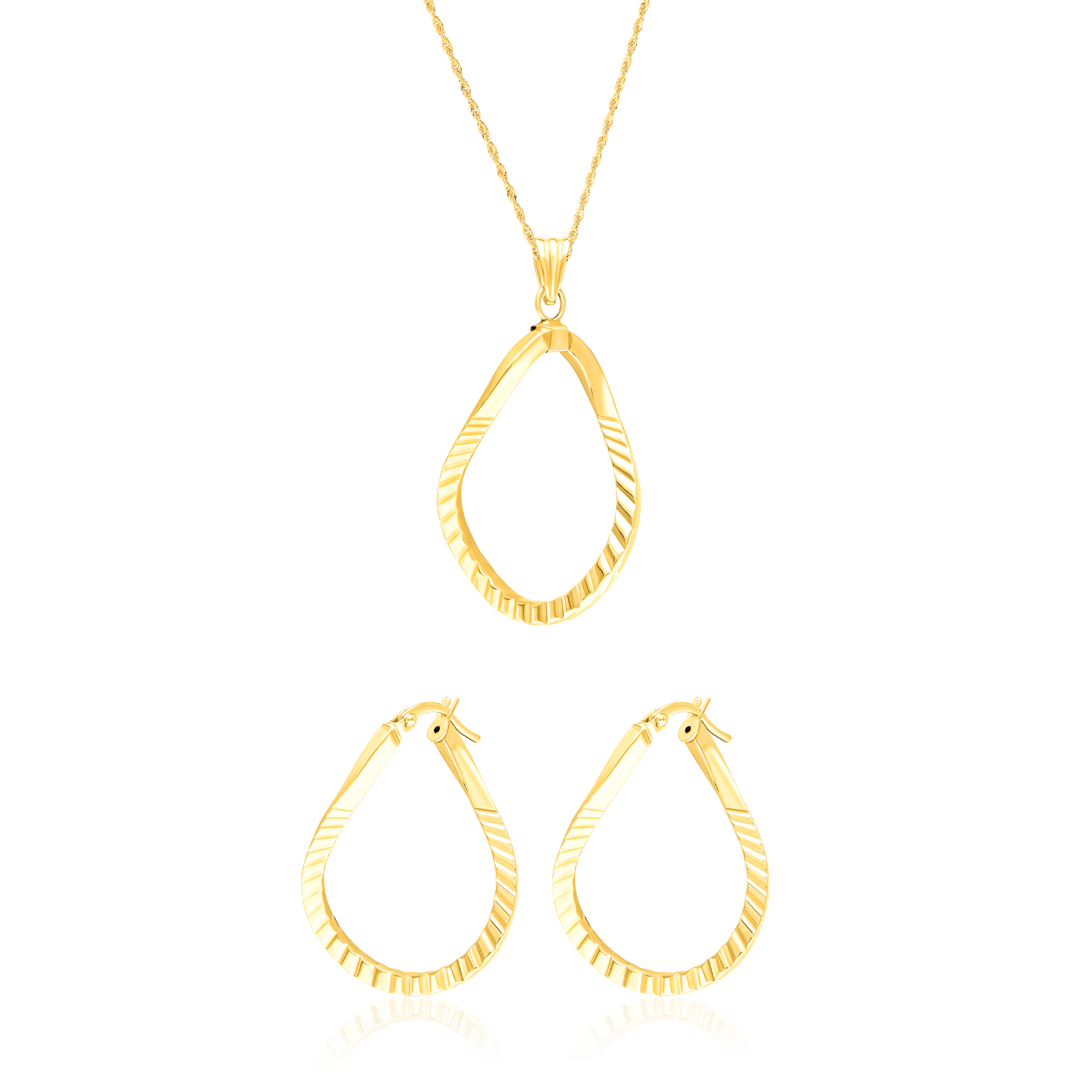 18K Pure Gold Oval Jewelry Set Talagold