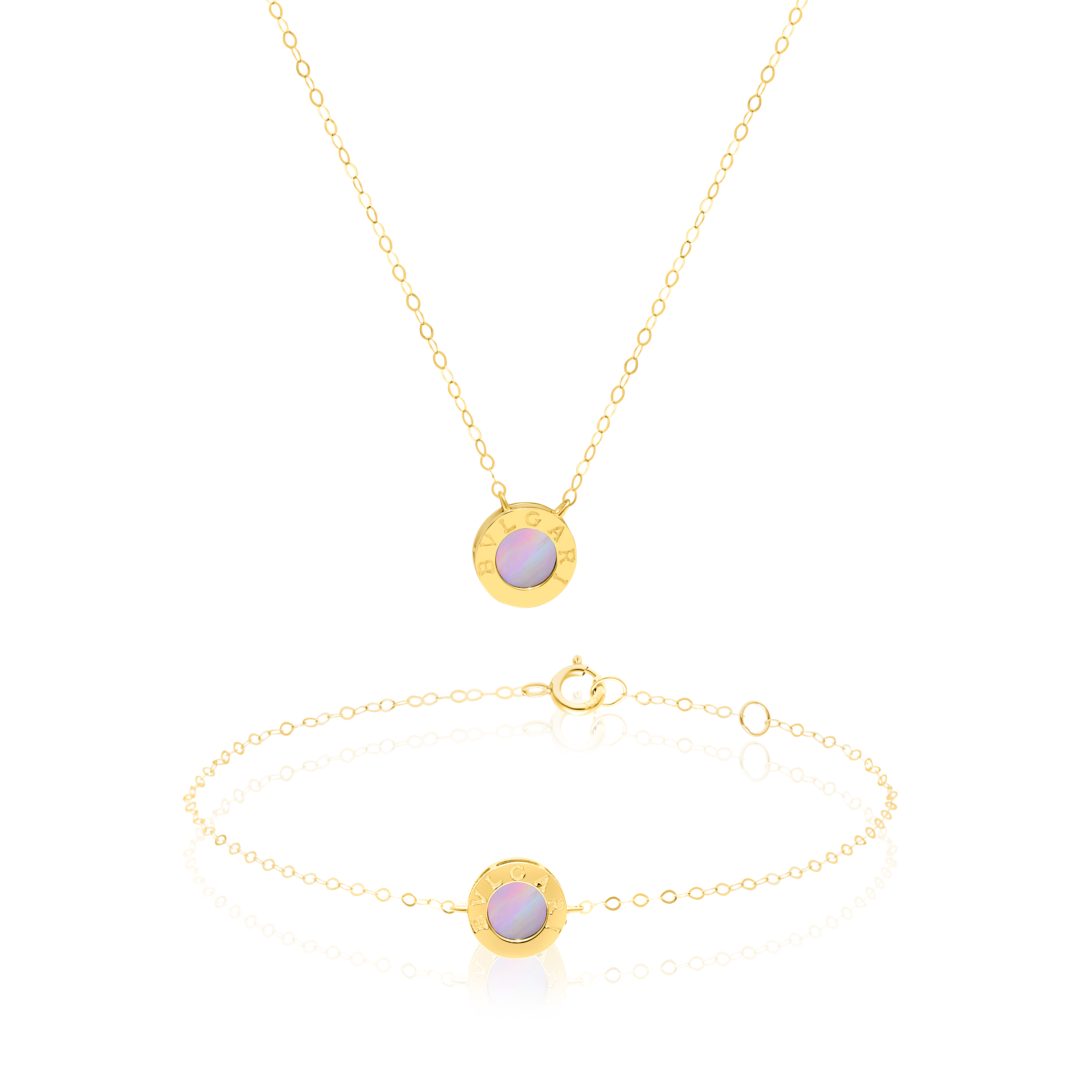 18K Pure Gold Round Pink Jewelry Set Talagold