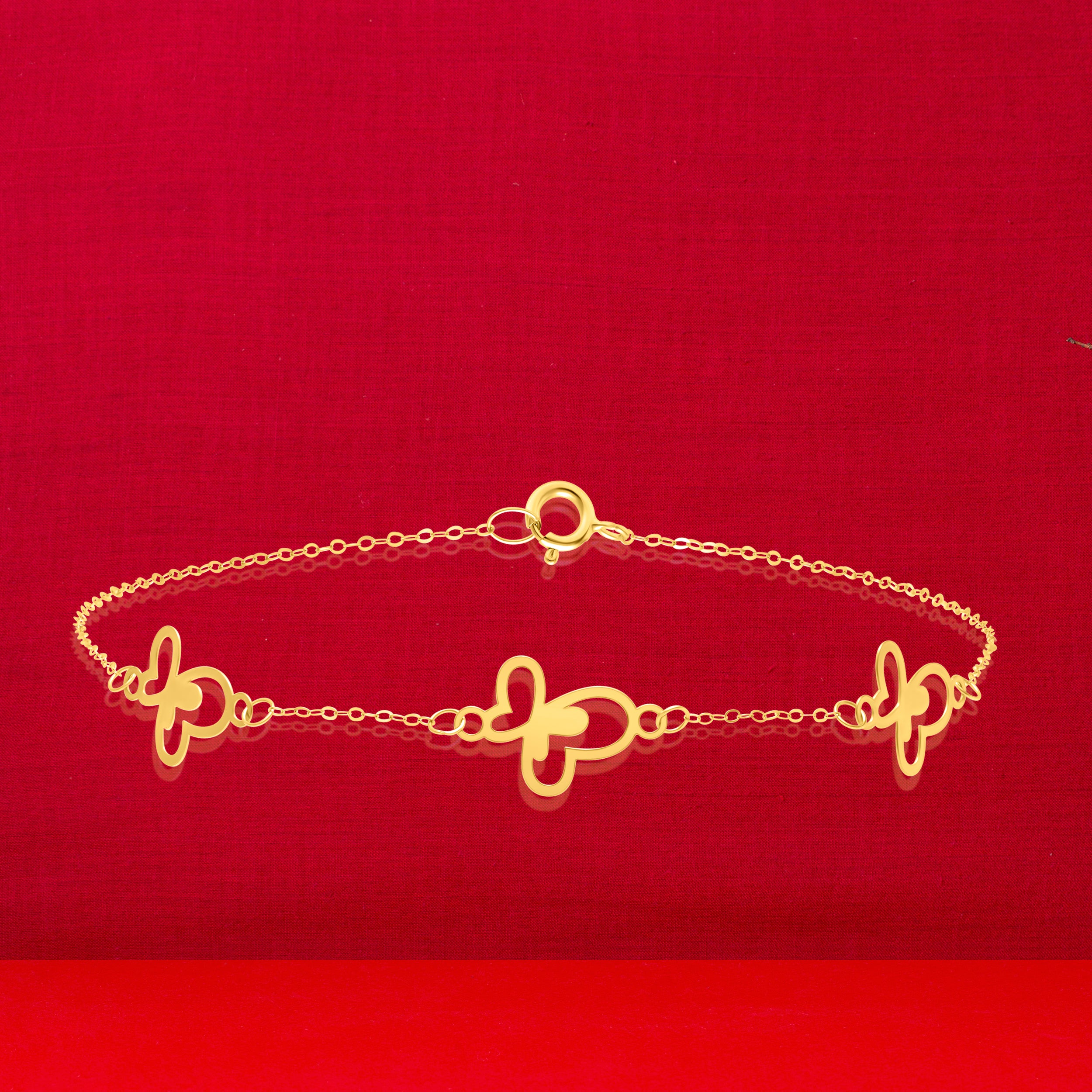 18K Pure Gold Fine Butterfly Bracelet
