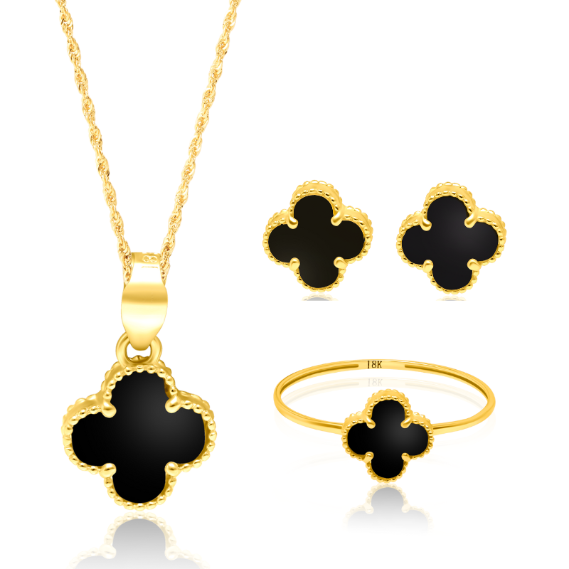 18K Pure Gold V.C Black Jewelry Set Talagold