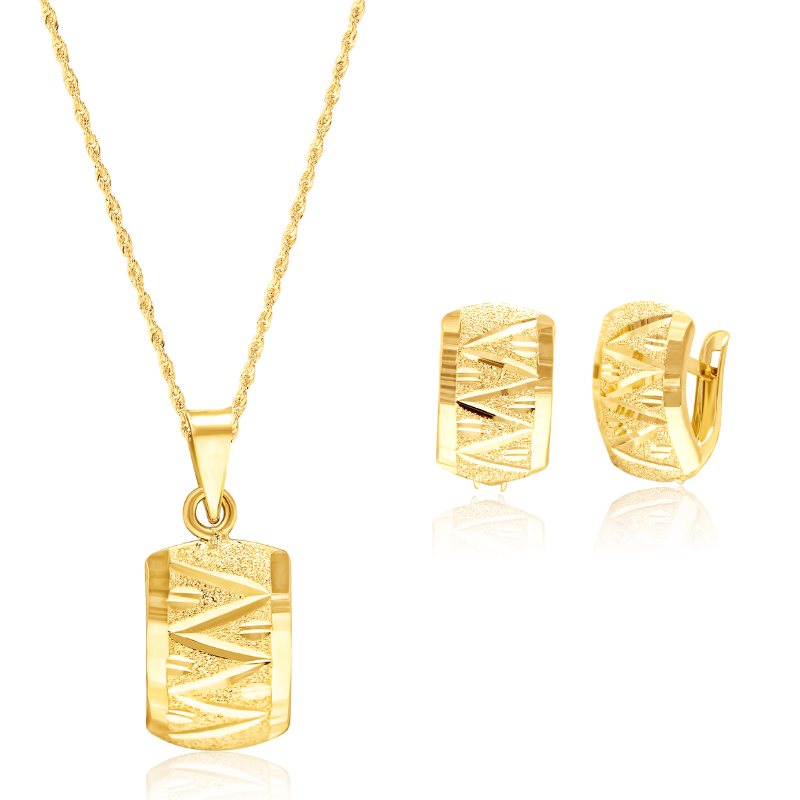 18K Pure Gold Curved Clip Jewelry Set Talagold