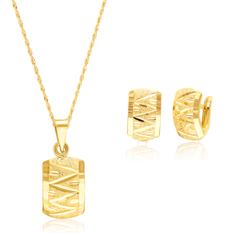 Pure Gold Edge 18K Pure Gold Curved Clip Jewelry Set Talagold