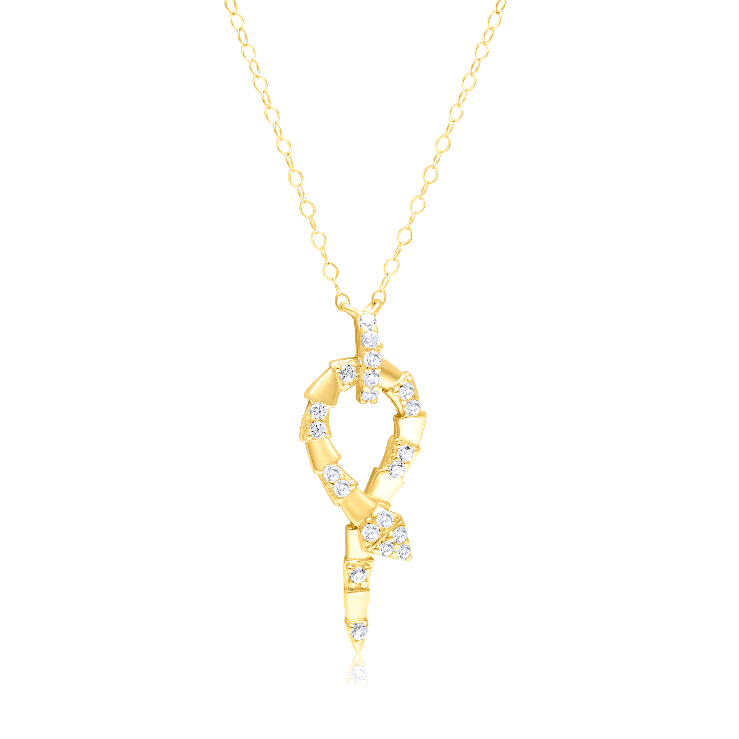 18K Pure Gold Snake Stone Necklace