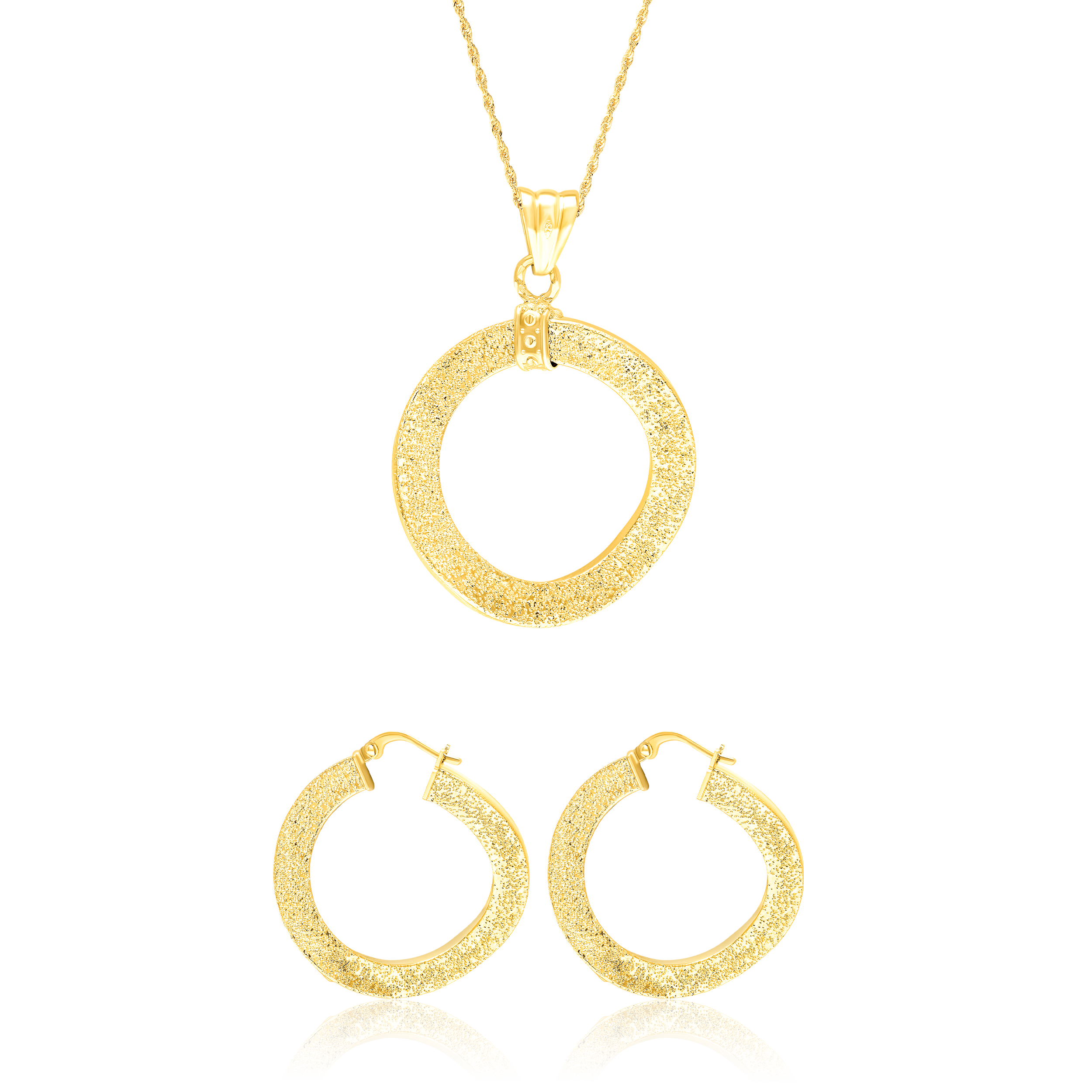 18K Pure Gold Twisted Round Jewelry Set Talagold