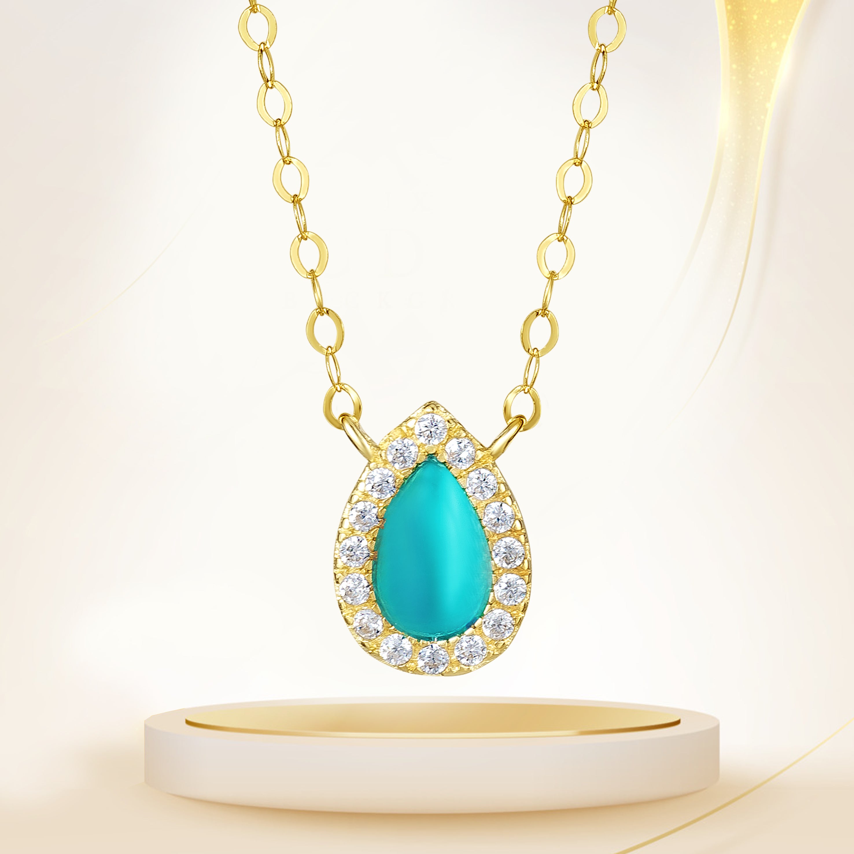 18K Pure Gold Skye Blue Stone Necklace