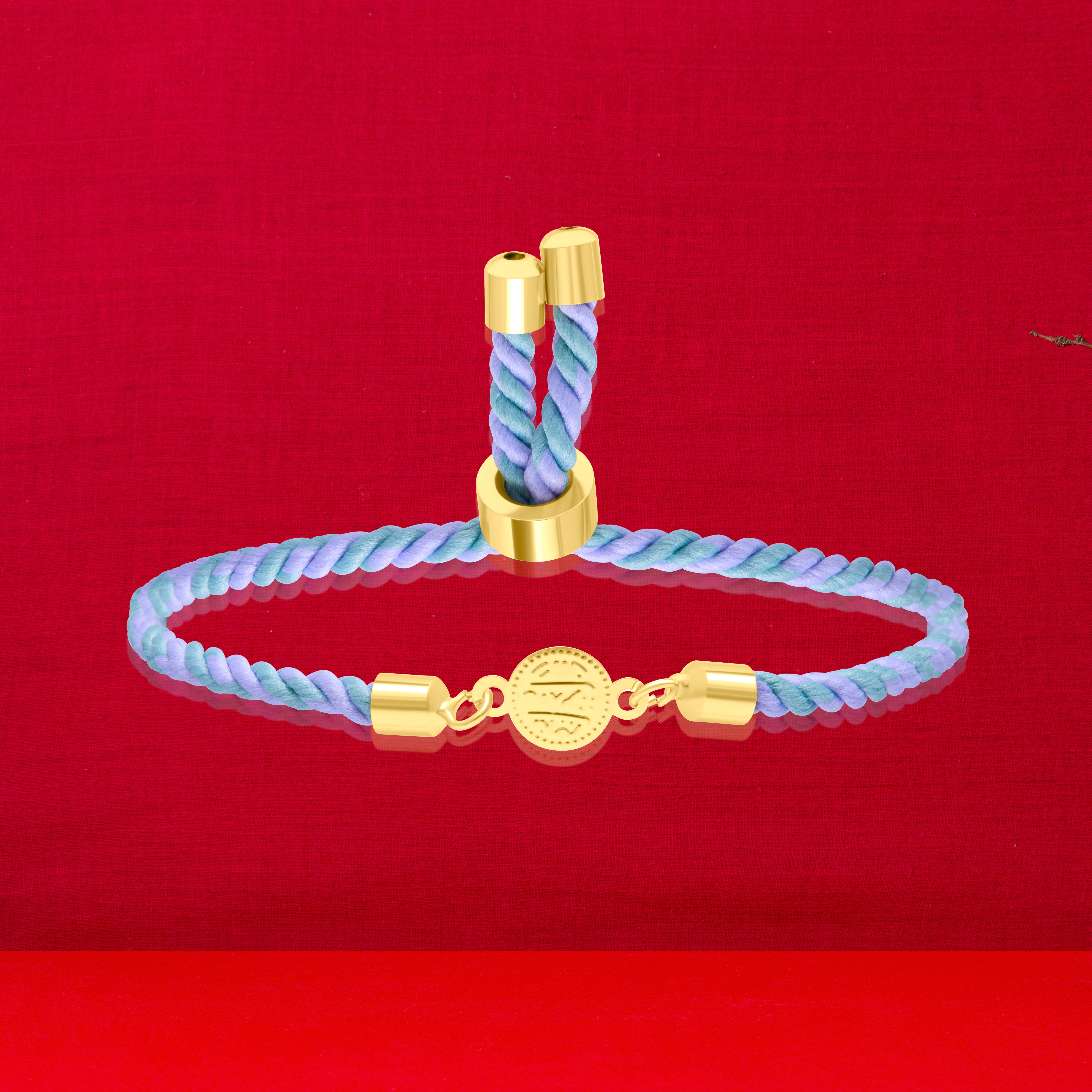 18K Pure Gold Multi Color Thread Coin Bracelet