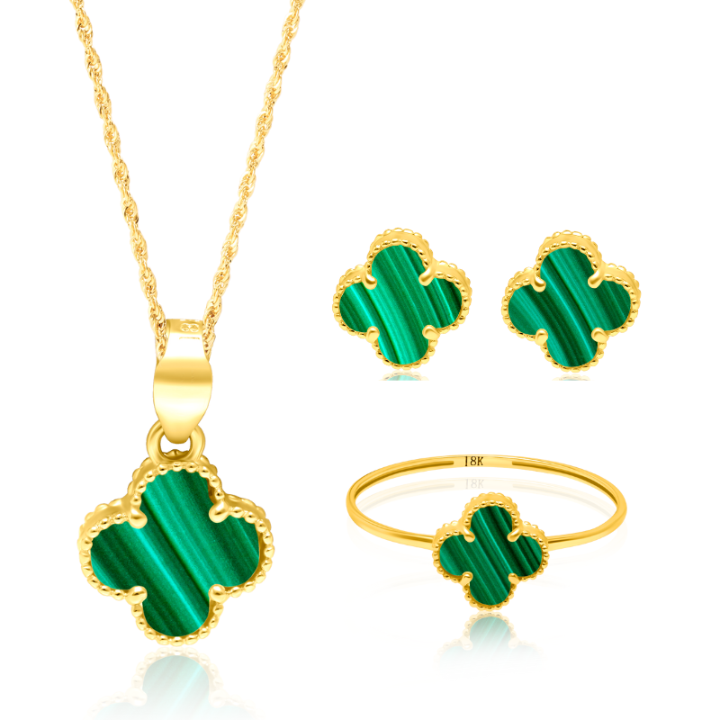 18K Pure Gold V.C Green Jewelry Set Talagold