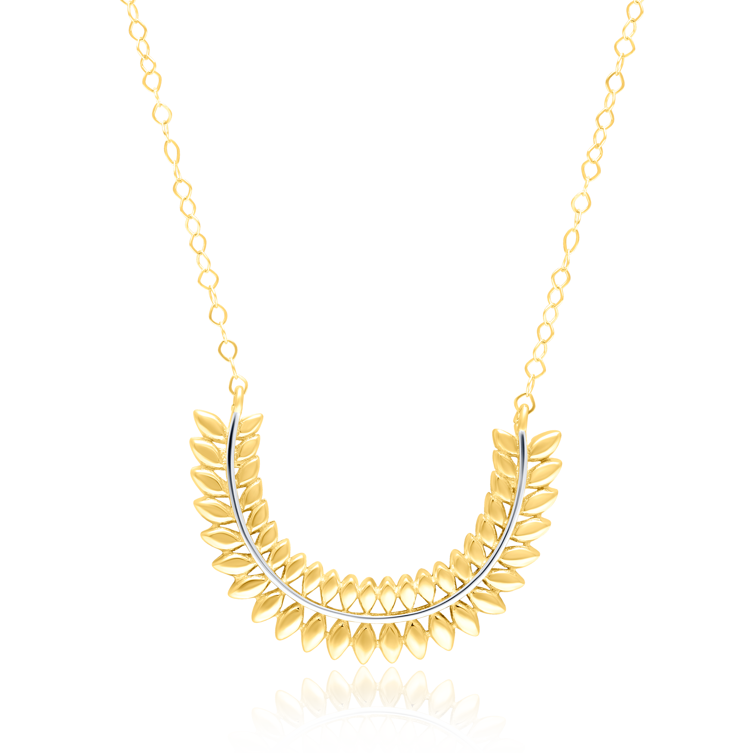 18K Pure Gold Half Curved Leaf Necklace