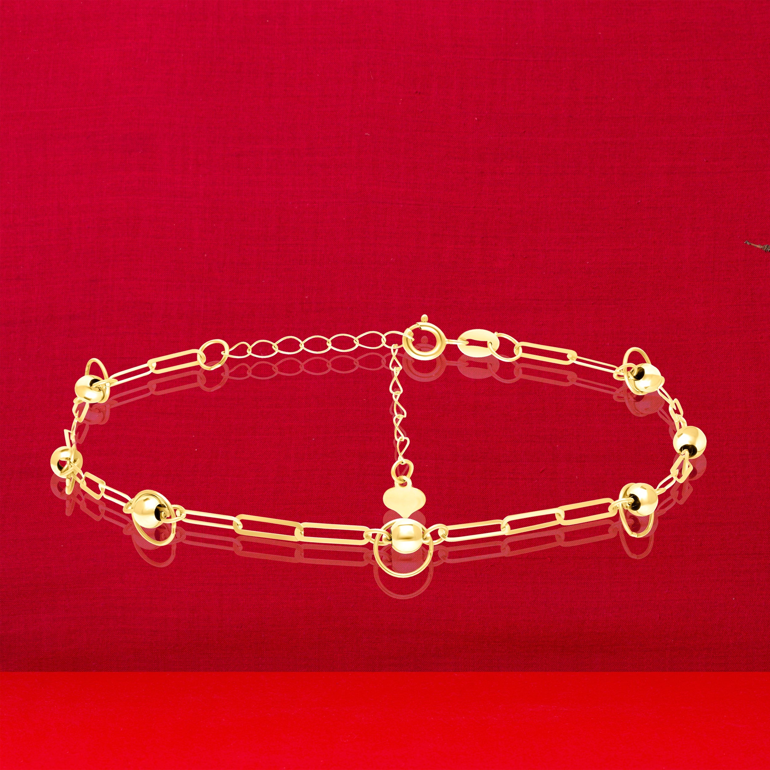 18K Pure Gold Linked Seed Bracelet