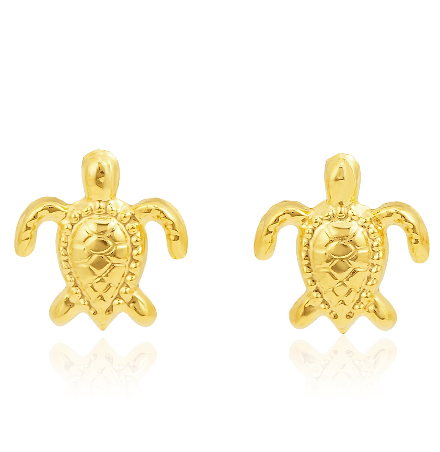 18K Pure Gold Turtle Screw Earring Set