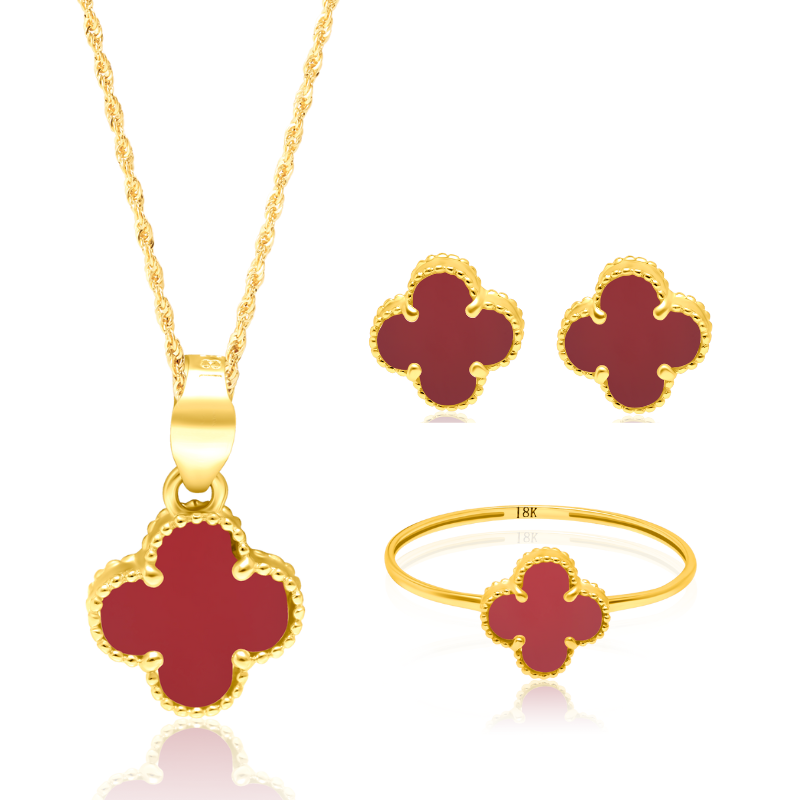 18K Pure Gold V.C Red Jewelry Set Talagold